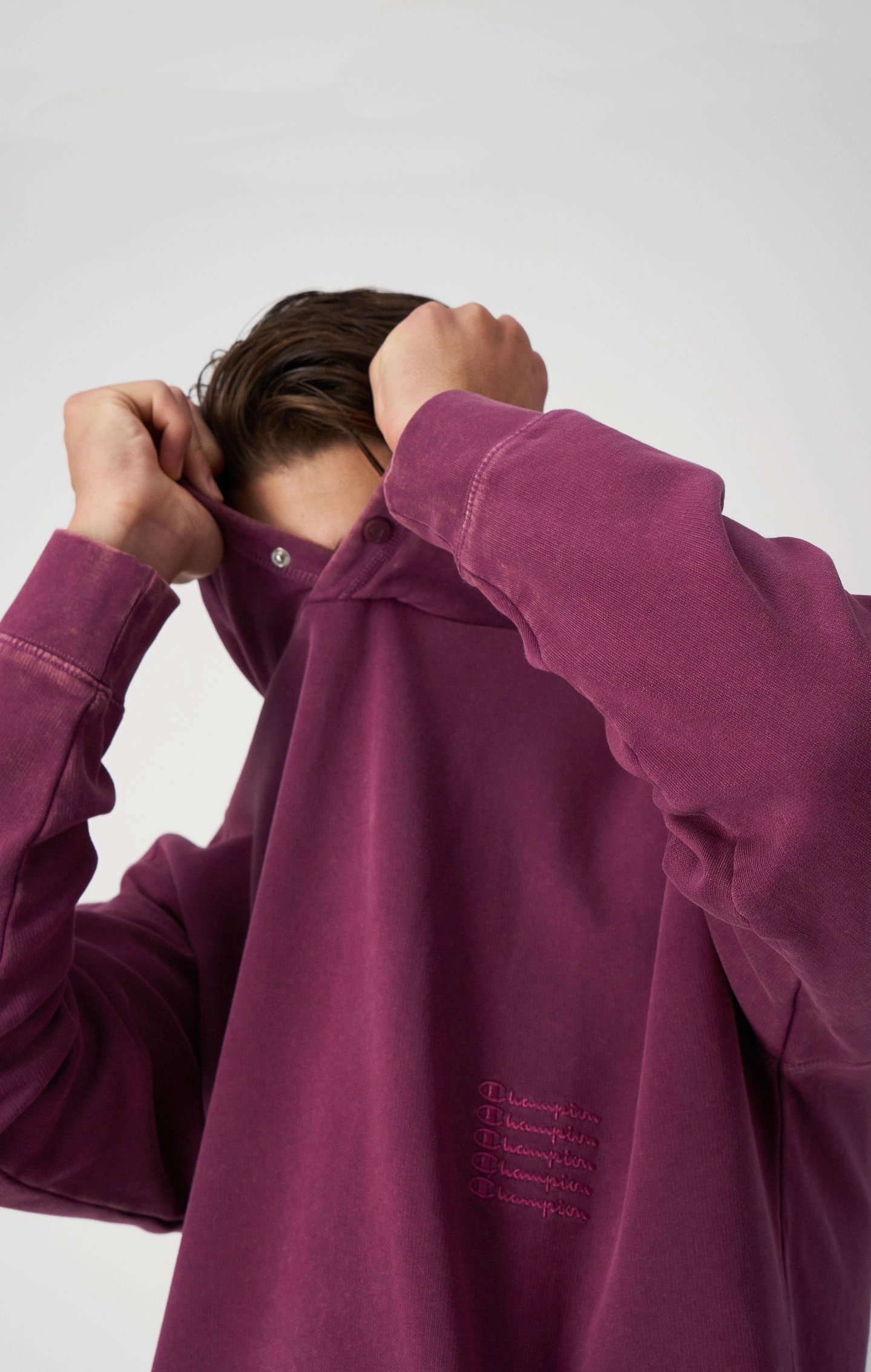 Kapuzenpullover aus eisgefärbtem Fleece im Baggy Fit