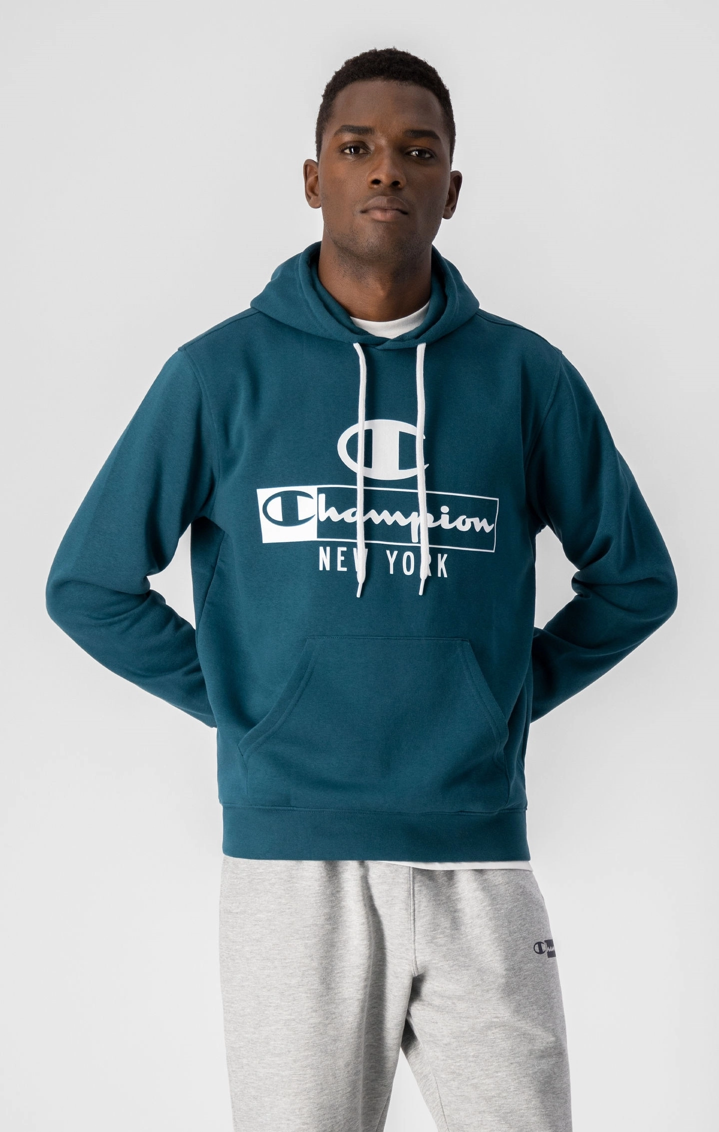 Fleece-Kapuzenpullover mit eingerahmtem Logo-Schriftzug