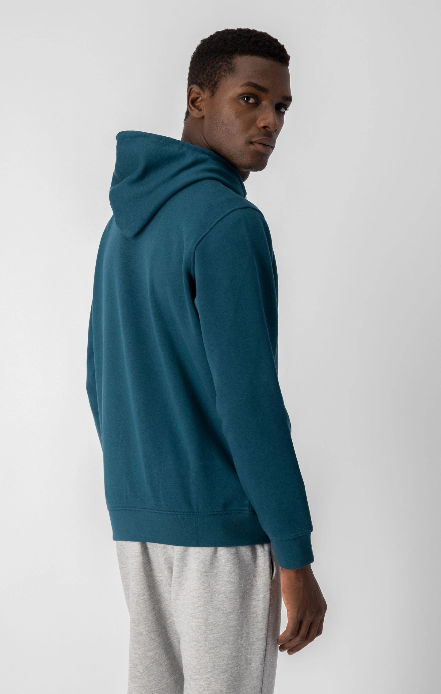 Fleece-Kapuzenpullover mit eingerahmtem Logo-Schriftzug