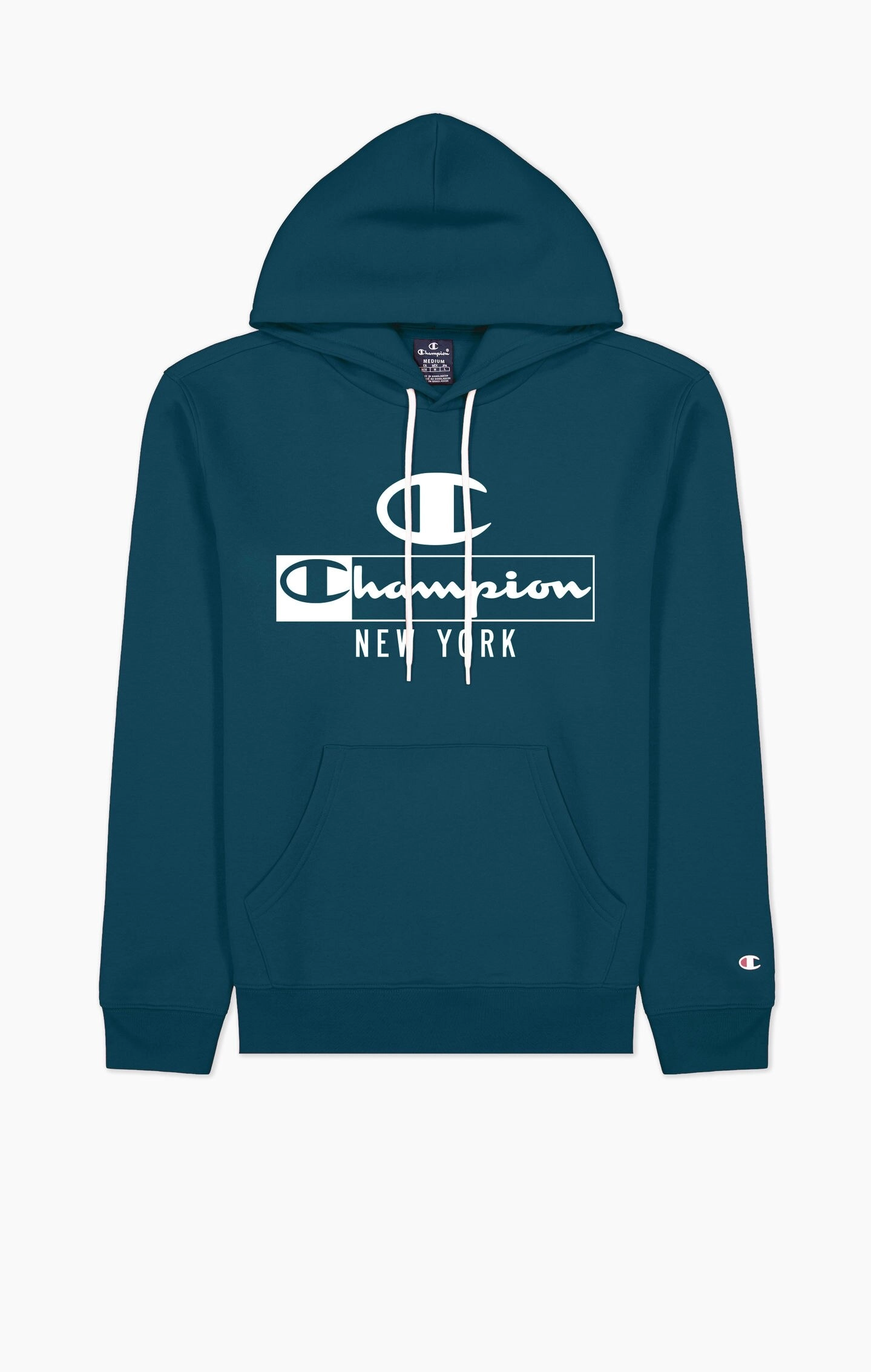 Fleece-Kapuzenpullover mit eingerahmtem Logo-Schriftzug