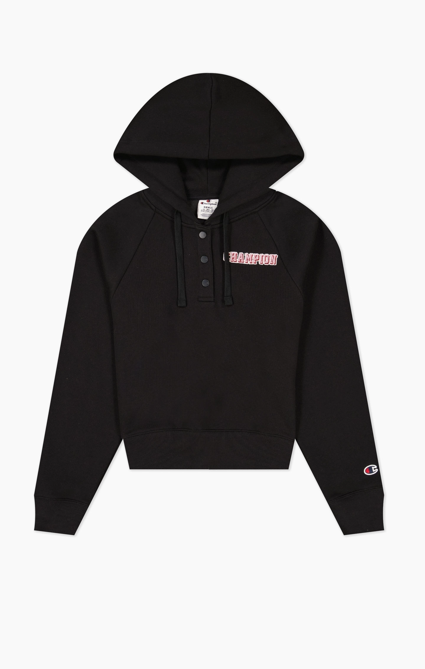Fleece-Kapuzenpullover in Kastenform mit Logo im College-Stil