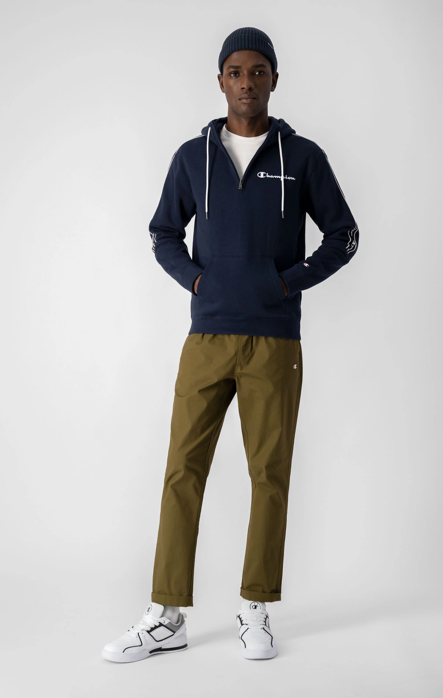 Fleece-Kapuzenpullover mit Jacquardband