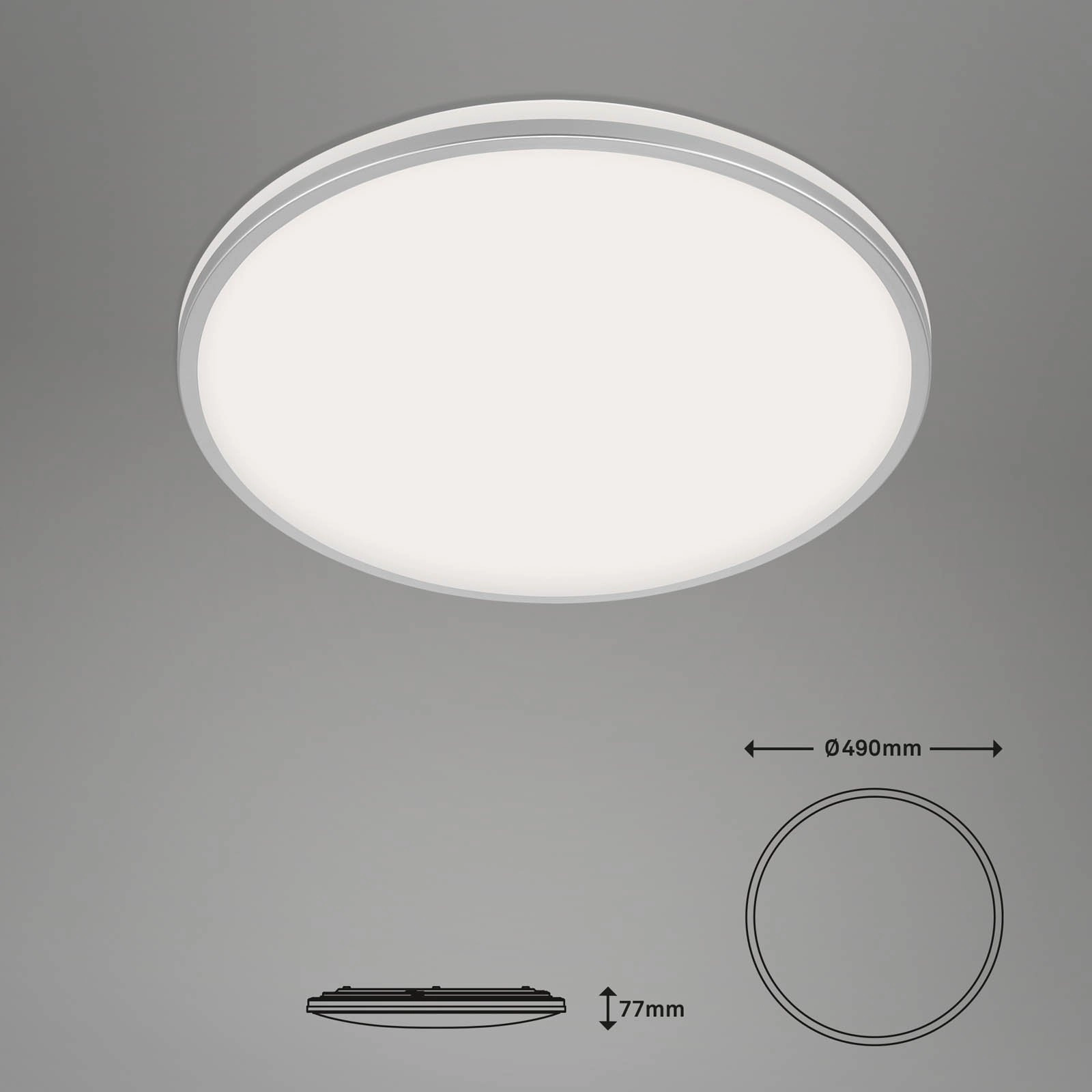 CCT LED Deckenleuchte, Ø 49 cm, 42 W, 4500 lm, Chrom