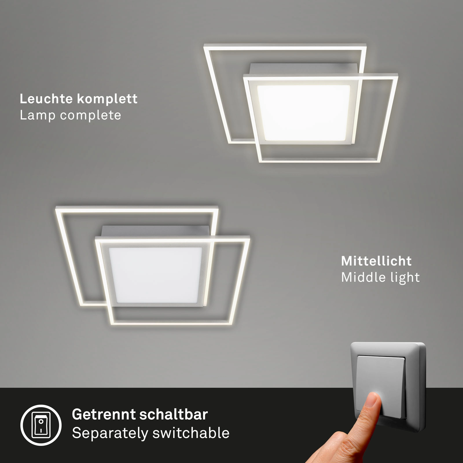 LED Deckenleuchte, 51,5 cm, LED-Platine, 50 W, 5000 lm, alu-chrom matt