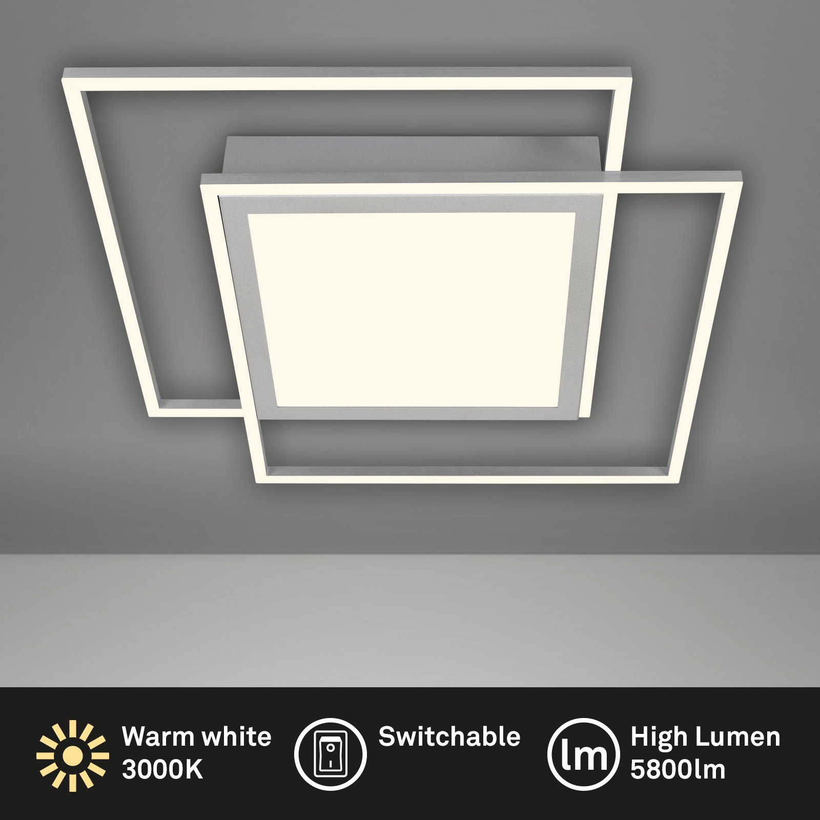 LED Deckenleuchte, 51,5 cm, LED-Platine, 50 W, 5000 lm, alu-chrom matt