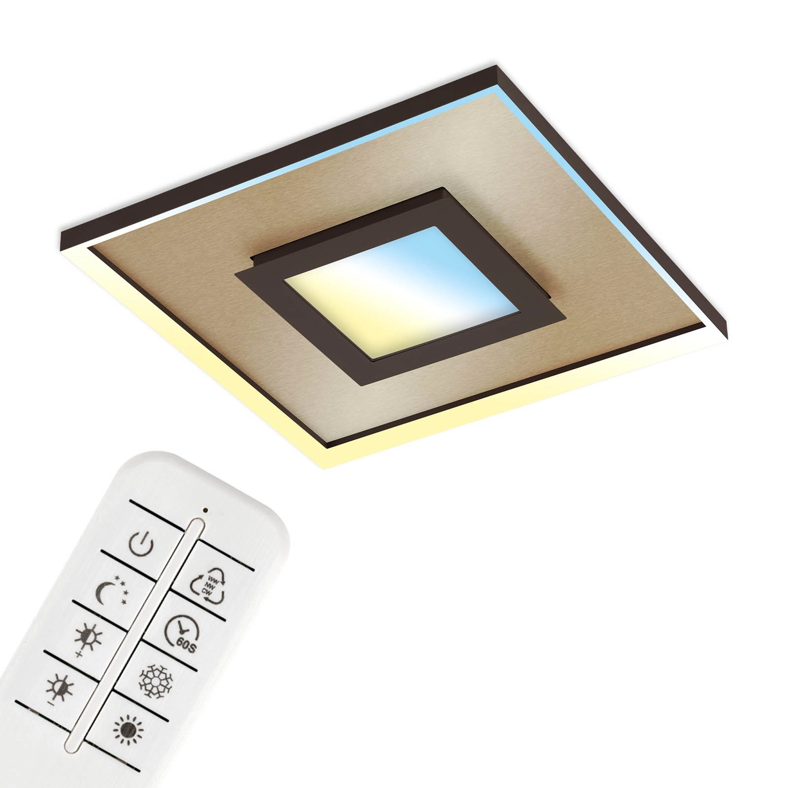 CCT LED Deckenleuchte, 50 cm, 30 W, 3600 lm, Gold-Braun