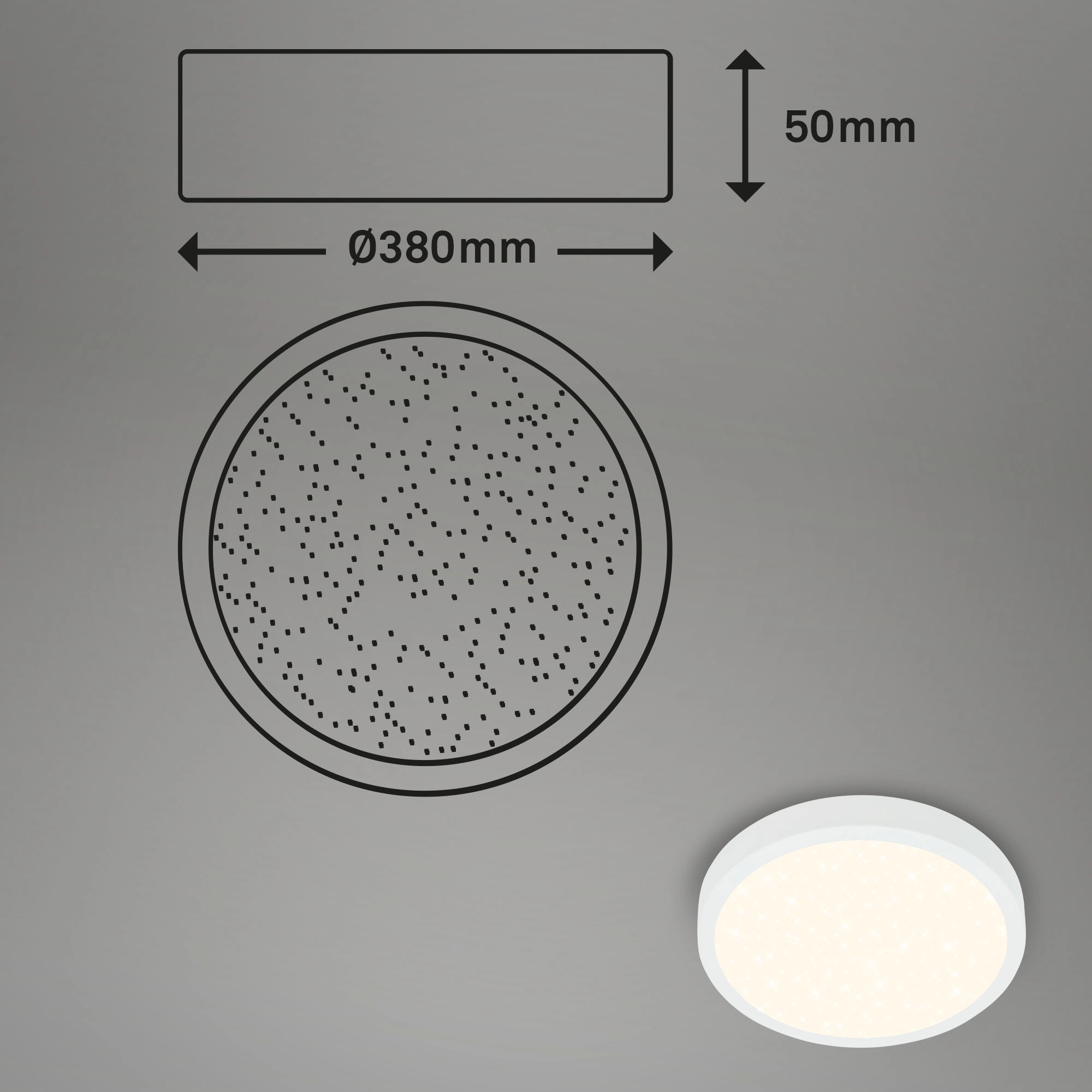 CCT LED Aufbauleuchte Ø 38 cm, LED-Platine, 22 W, 2900 lm, weiß