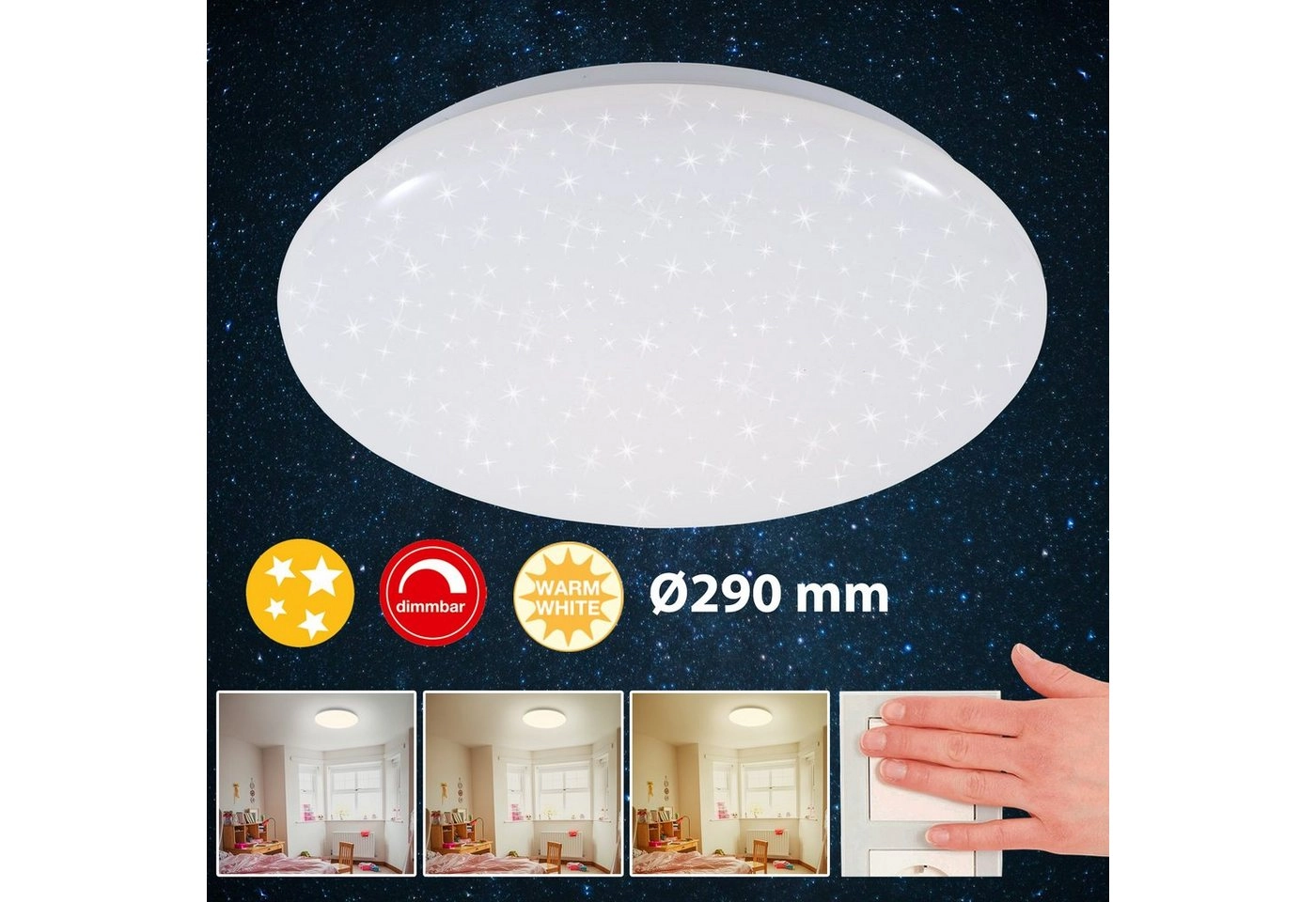 STERNENHIMMEL LED Deckenleuchte, Ø 29,5 cm, 15 W, Weiß