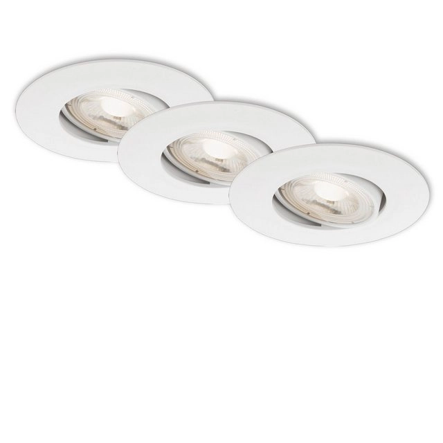 3er Set Ultraflache LED Einbauleuchte, Ø 9 cm, 5 W, Weiß