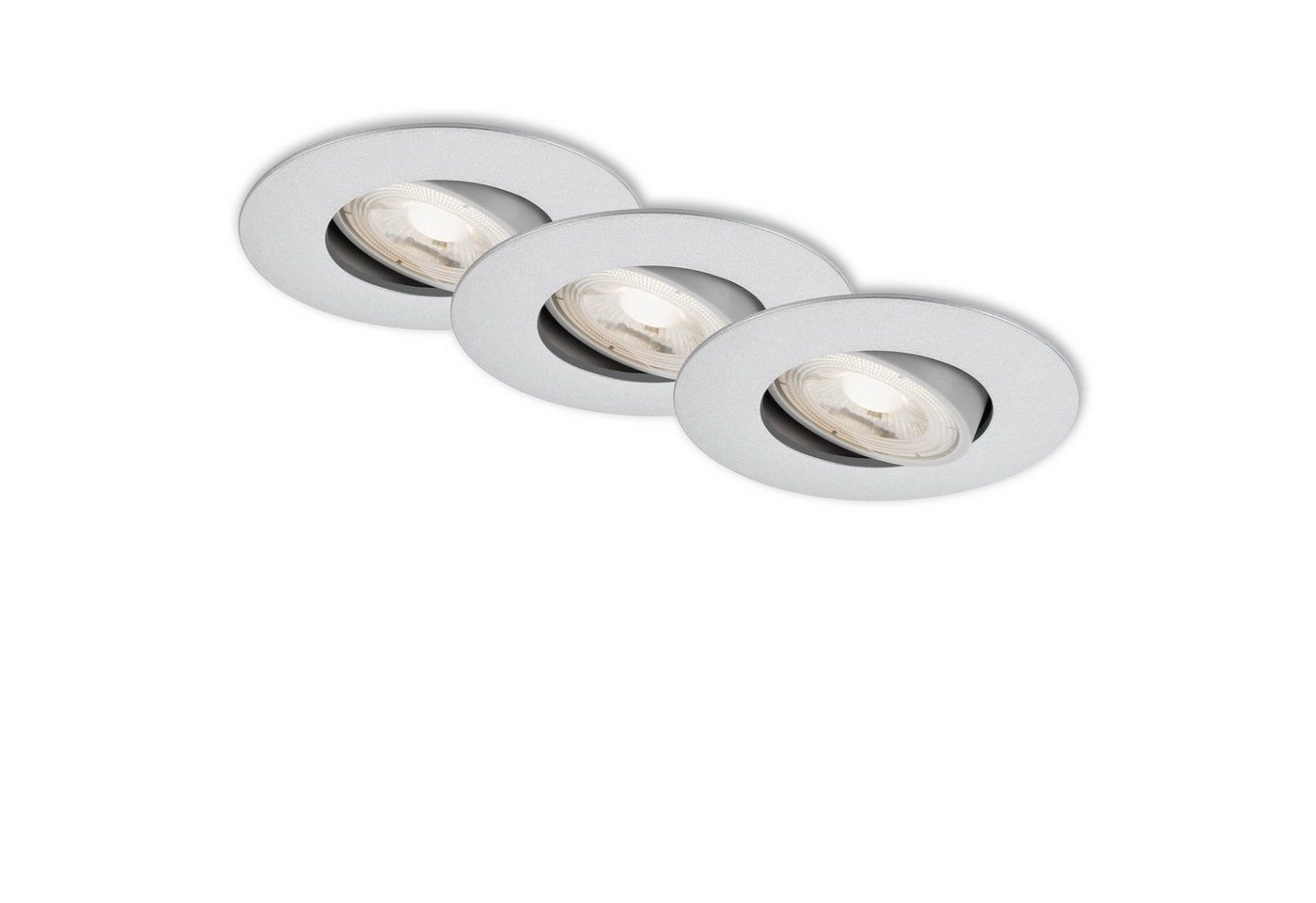 3er Set Ultraflache LED Einbauleuchte, Ø 9 cm, 5 W, Chrom-Matt