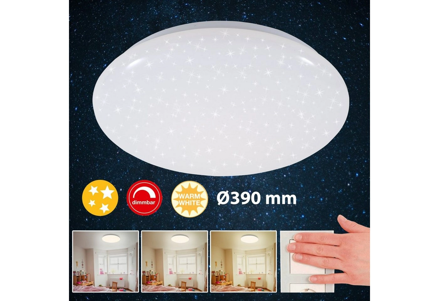 STERNENHIMMEL LED Deckenleuchte, Ø 39 cm, 18 W, Weiß