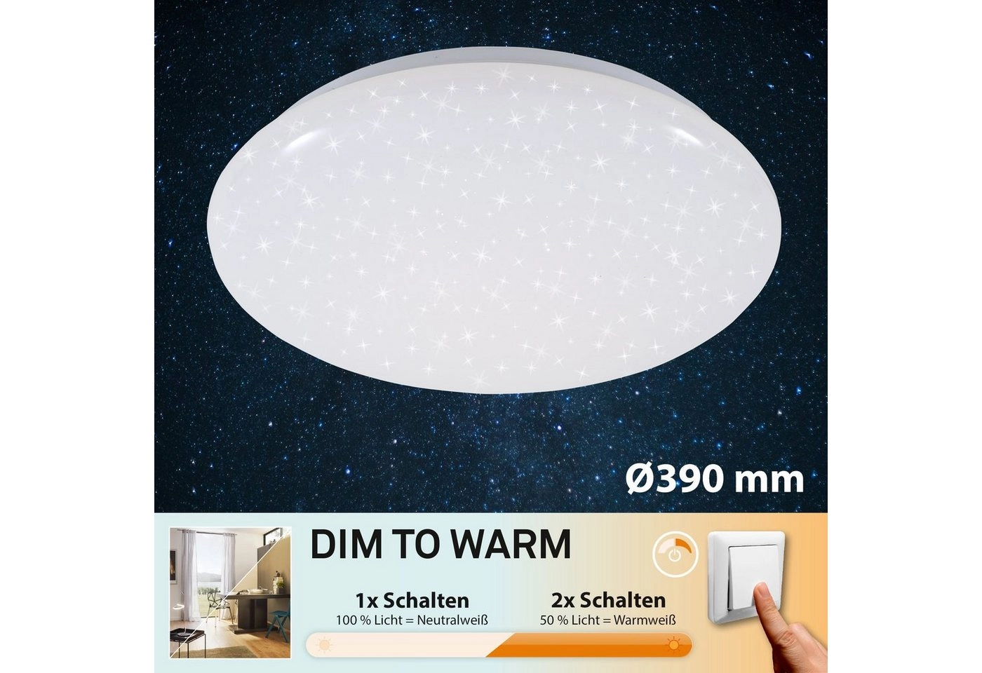 STERNENHIMMEL LED Deckenleuchte, Ø 39 cm, 18 W, Weiß