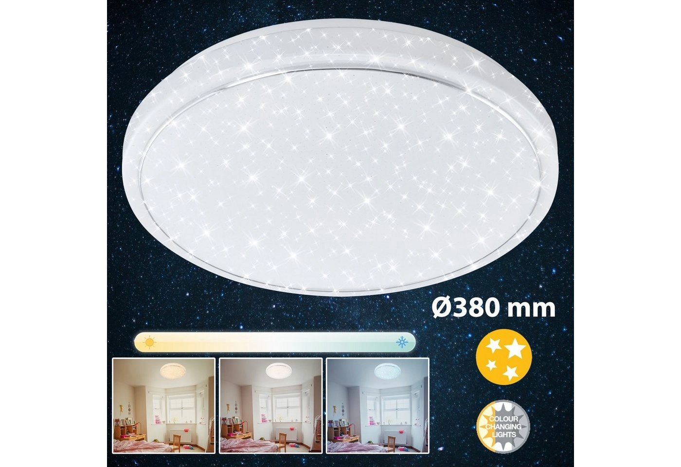 STERNENHIMMEL LED Deckenleuchte, Ø 38 cm, 23 W, Weiß