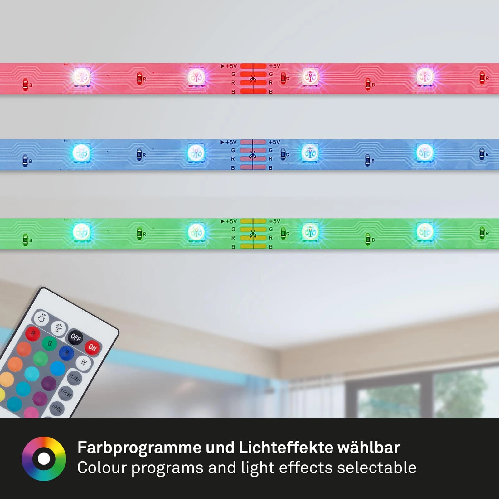 RGB LED Streifen , 5 Meter, 24 W, Weiß