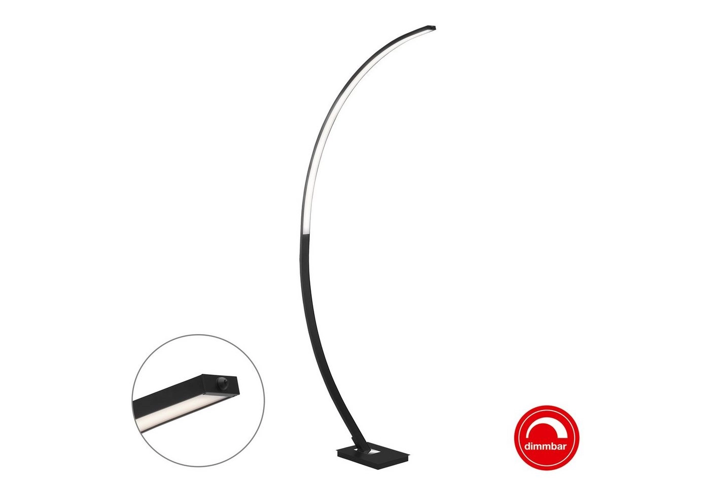 LED Bogenleuchte, 165 cm, 18 W, Schwarz
