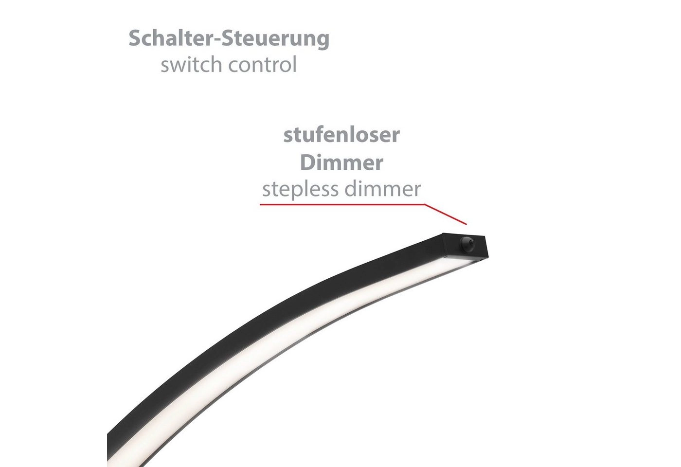 LED Bogenleuchte, 165 cm, 18 W, Schwarz