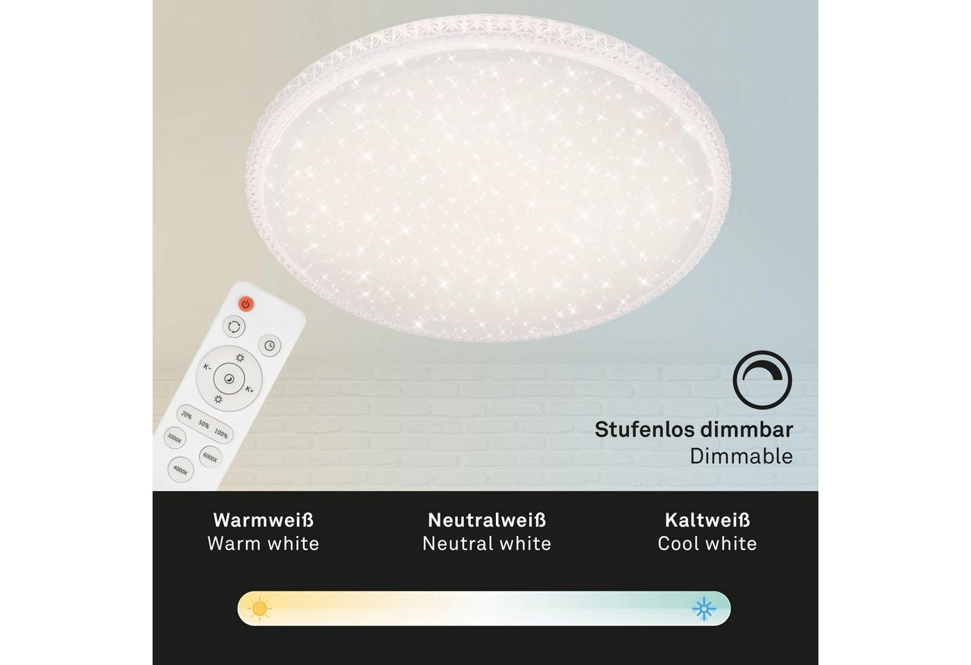 STERNENHIMMEL LED Deckenleuchte, Ø 60 cm, 48 W, Weiß