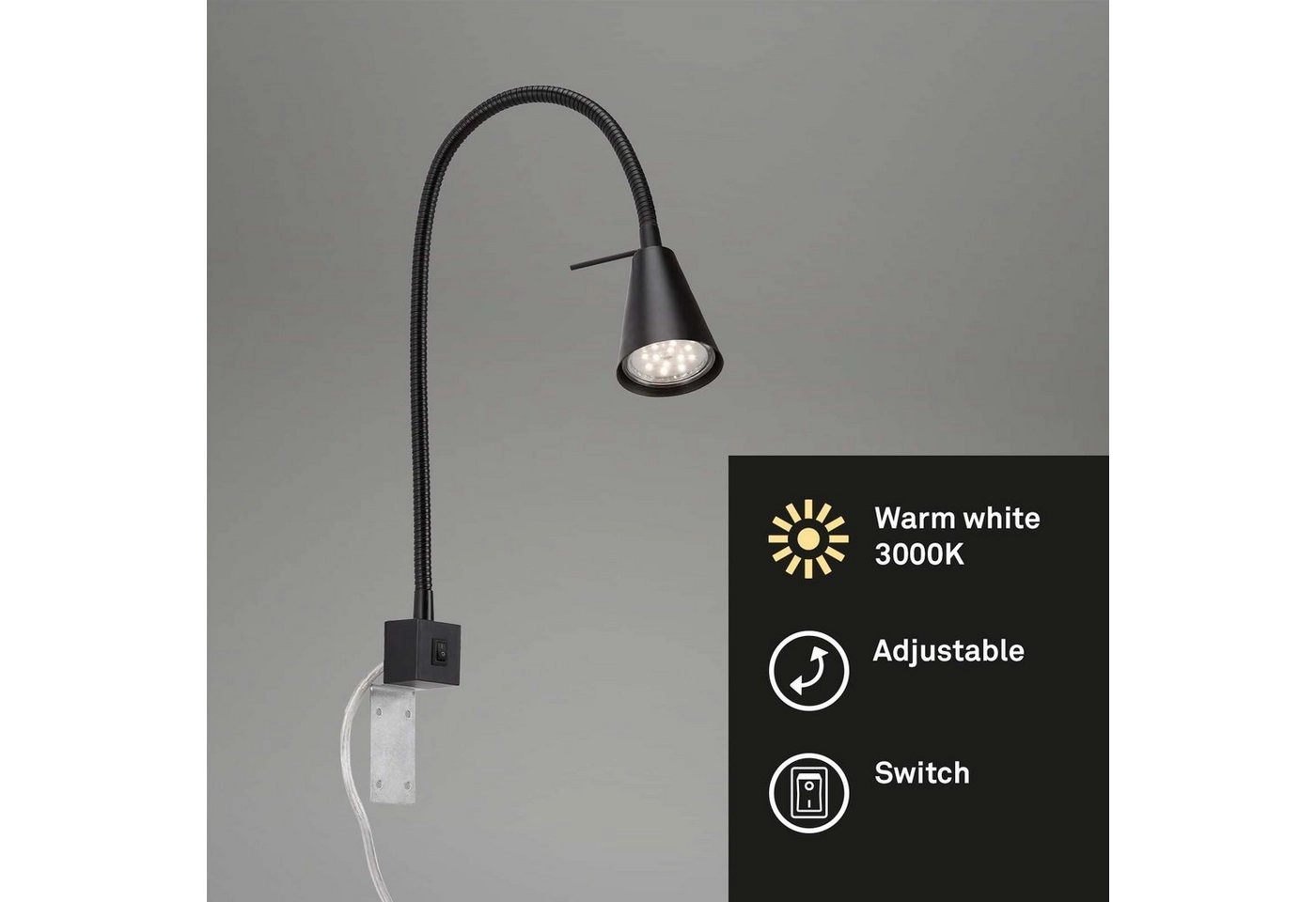 LED Wandleuchte, 40,3 cm, 5 W, Schwarz