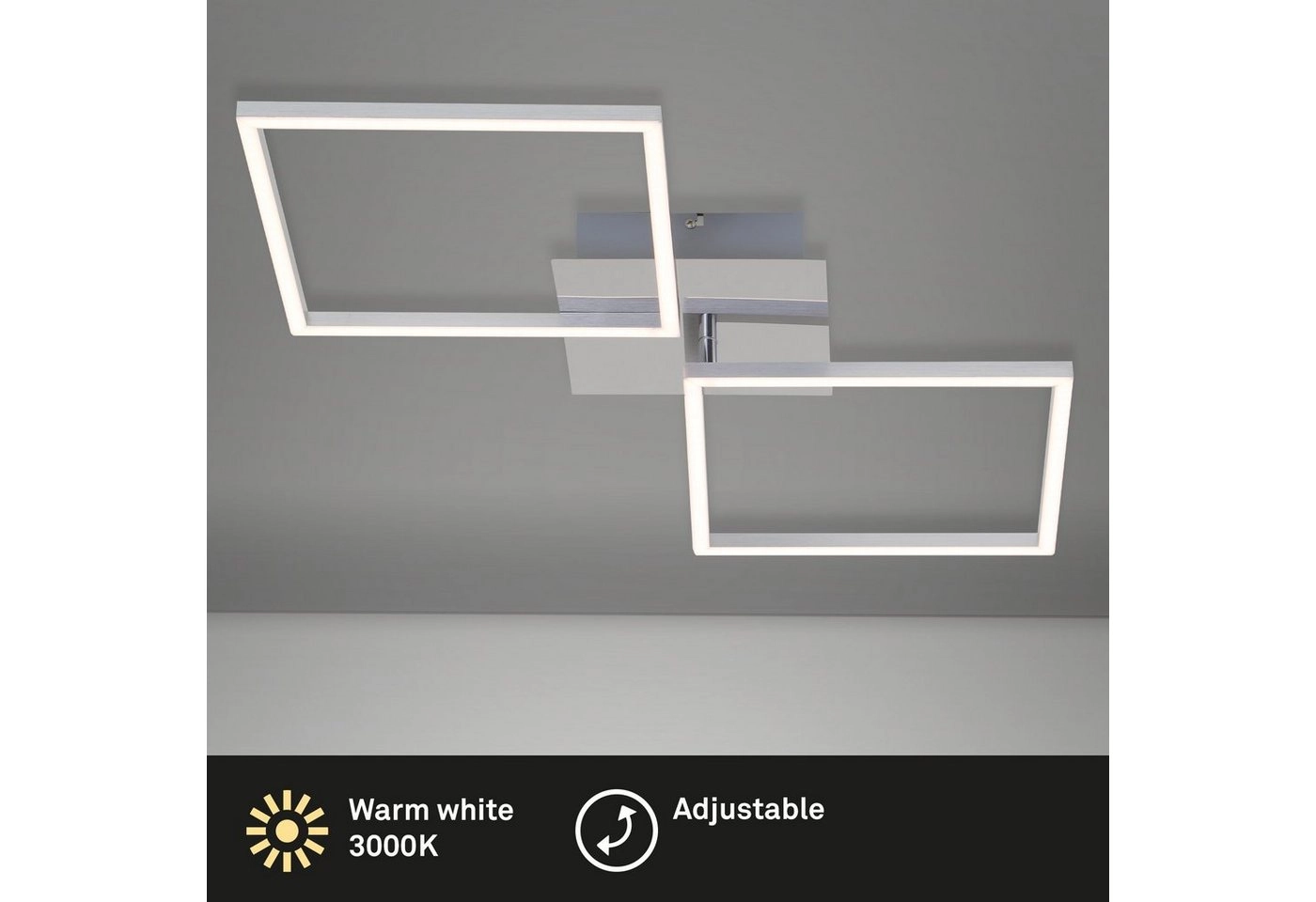 LED Deckenleuchte, 76,3 cm, 2600 LM, 36 W, Alu-Chrom