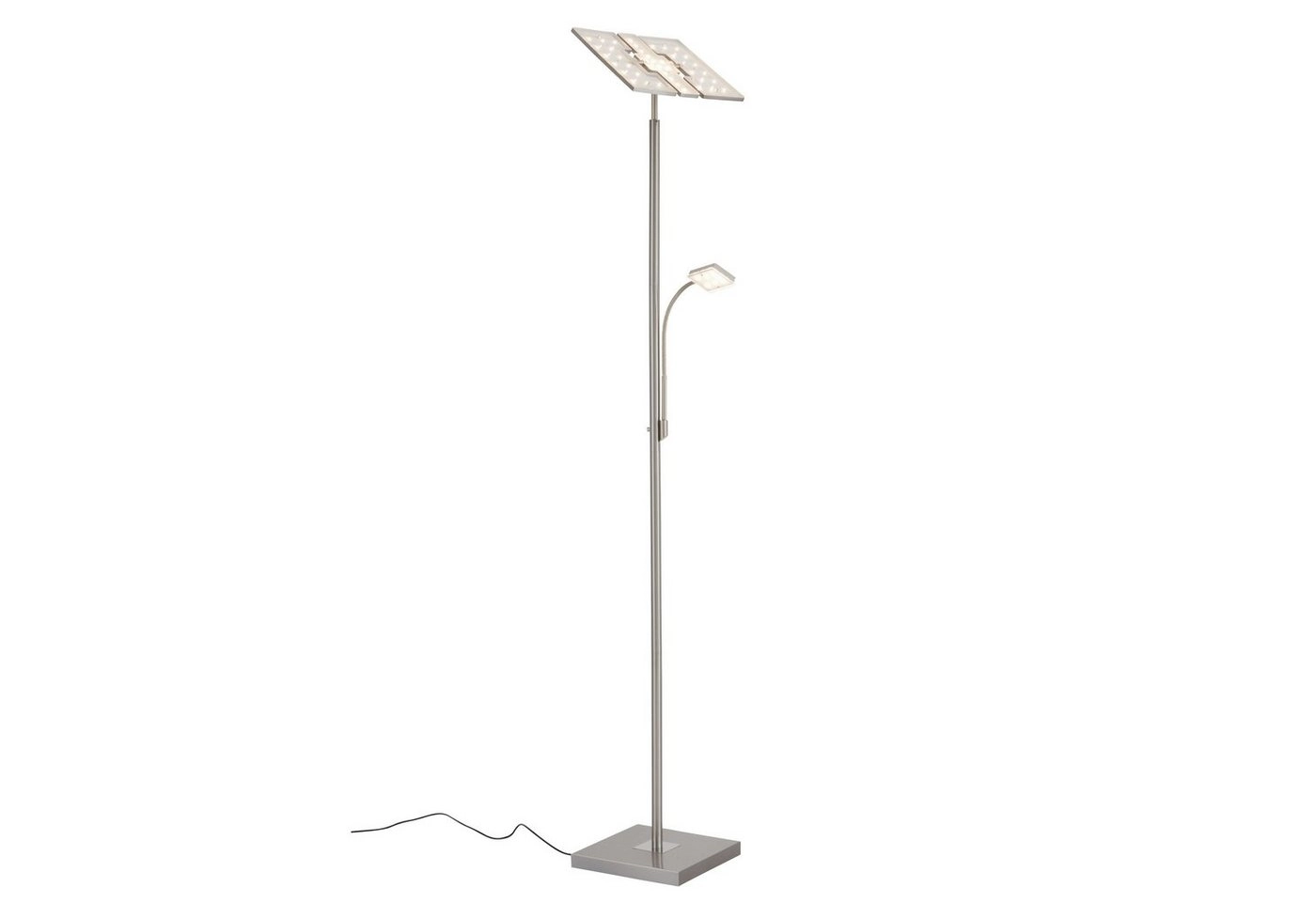 LED Fluter mit Lesearm, 180 cm, 24,5 W, Matt-Nickel