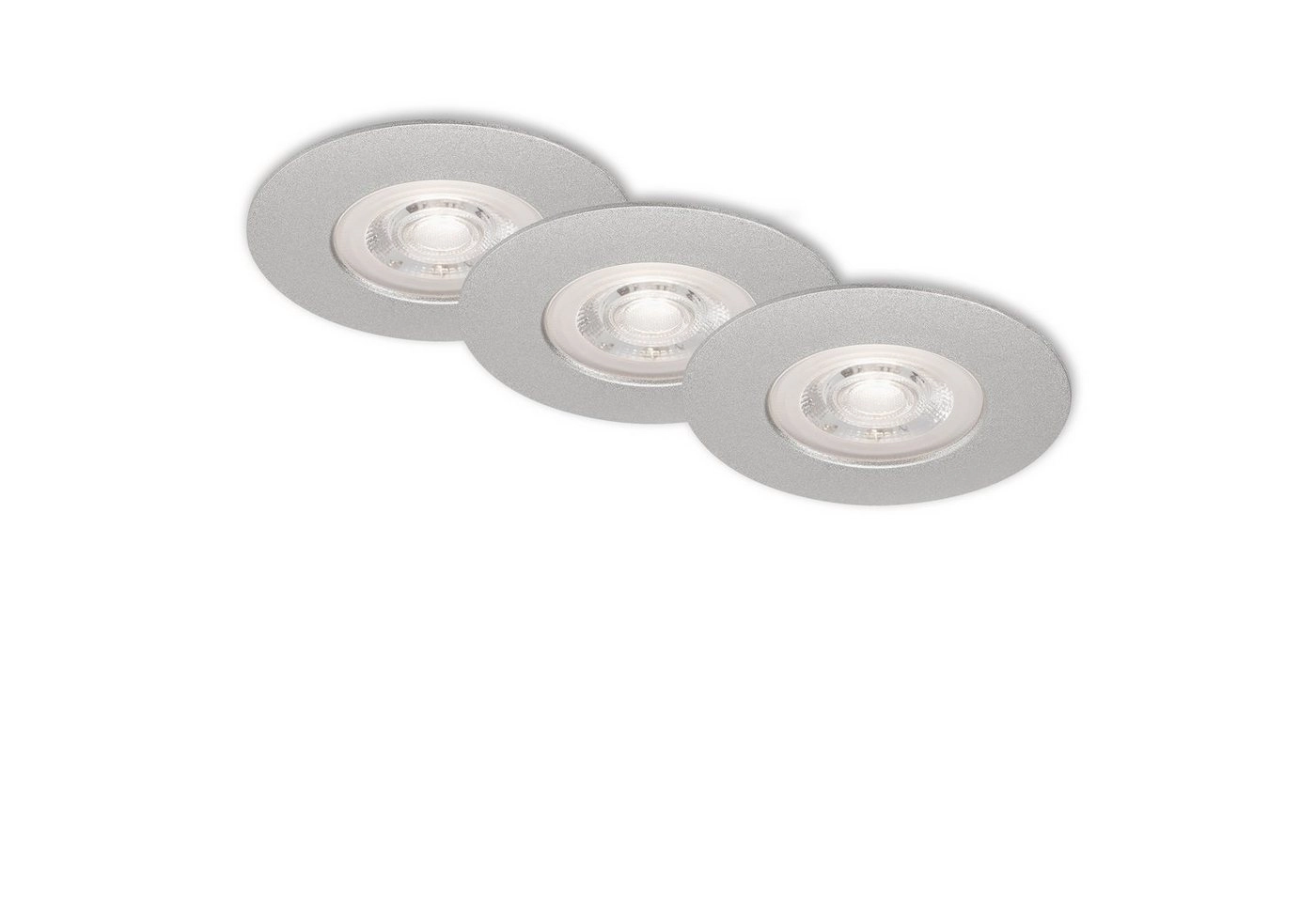 3er Set LED Einbauleuchte, Ø 9 cm, 5 W, Chrom-Matt