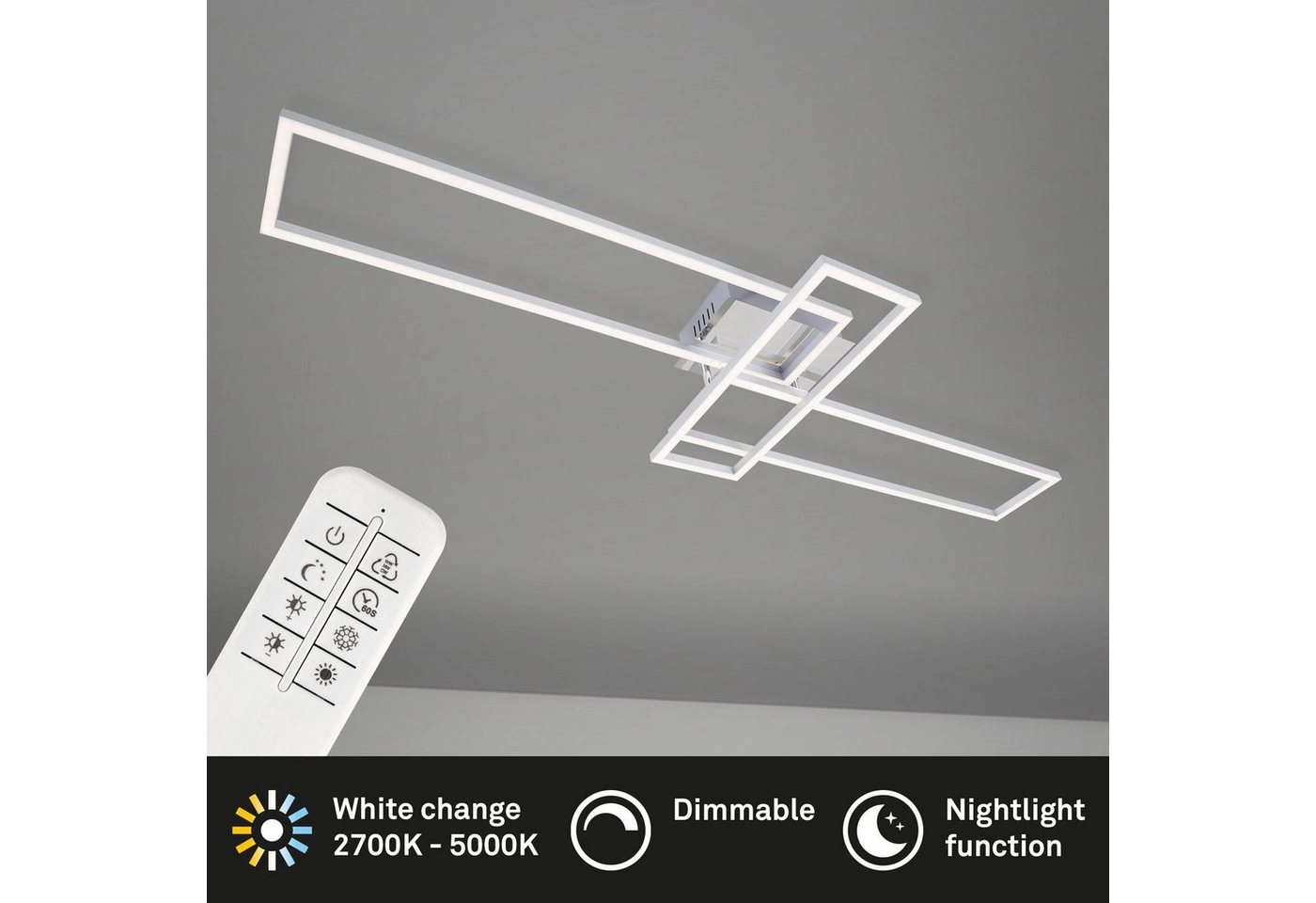 CCT LED Deckenleuchte, 110 cm, 5500 LM, 55 W, Alu-Chrom