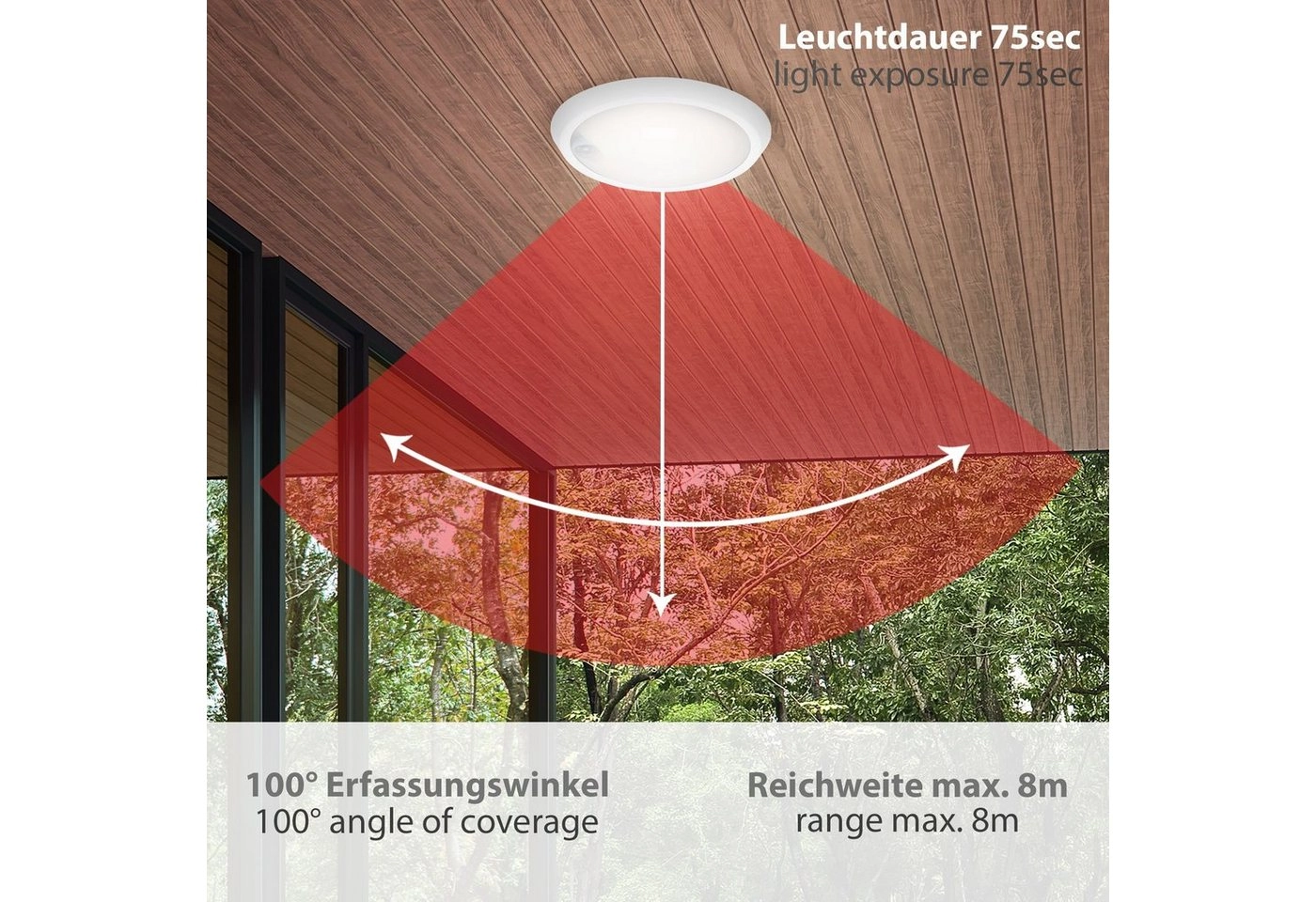 SENSOR LED Außenleuchte, Ø 17 cm, 12 W, Weiß