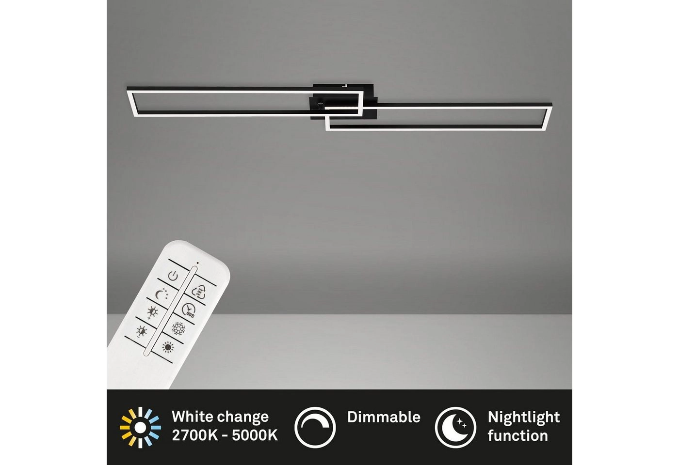 CCT LED Deckenleuchte, 110 cm, 4400 LM, 40 W, Schwarz