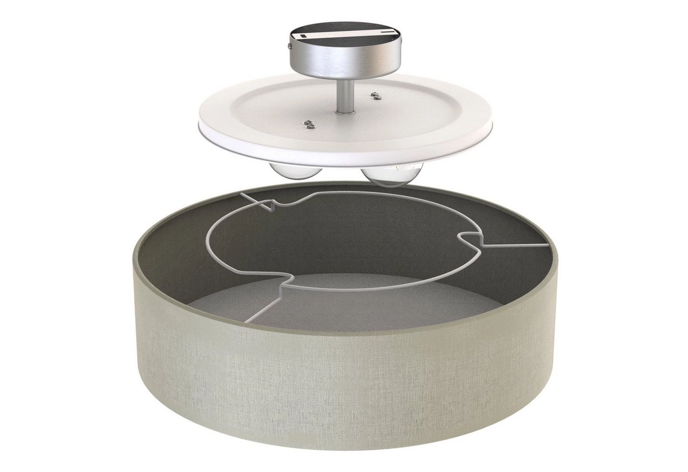 Stoff Deckenleuchte, Ø 38 cm, max. 40 W, Taupe