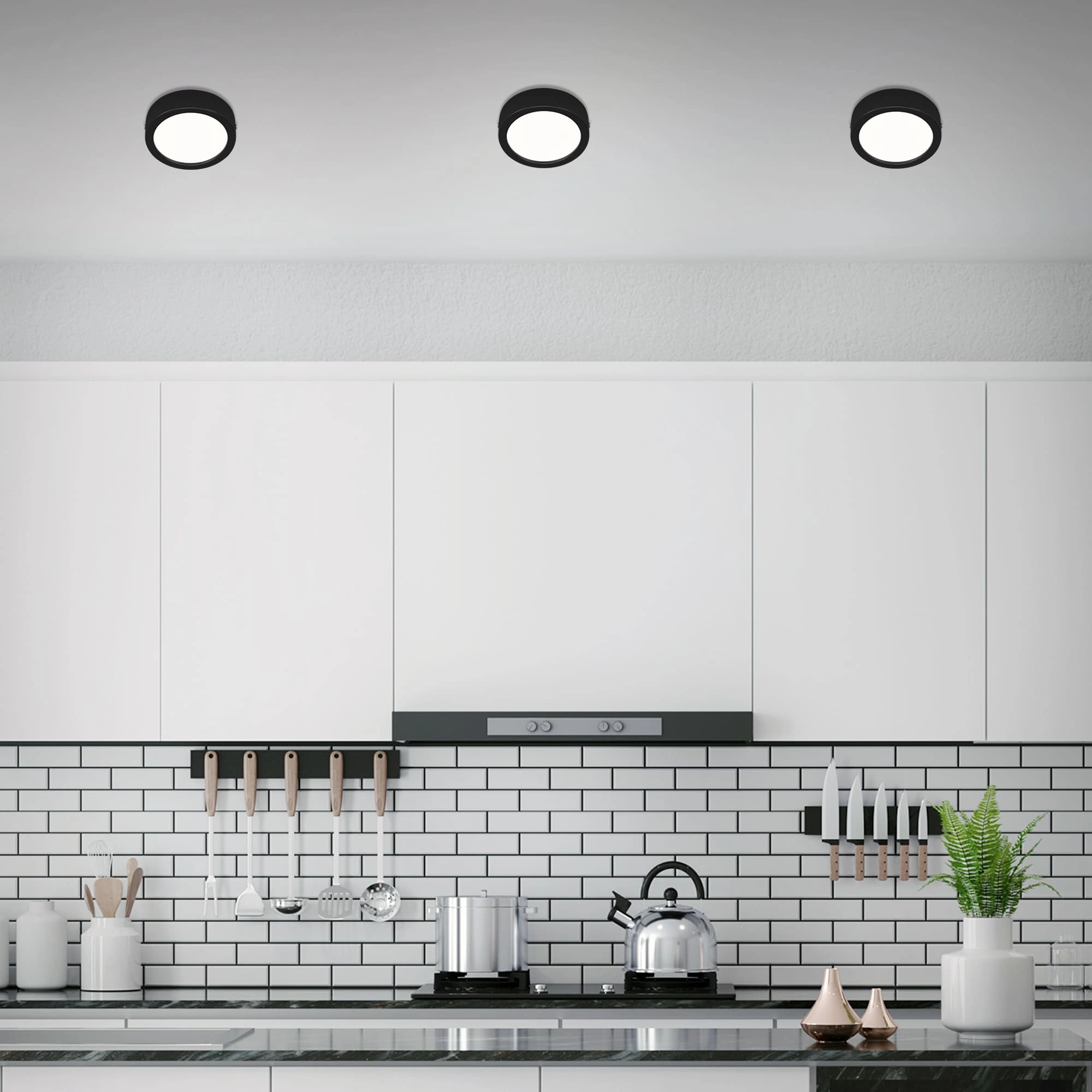LED Deckenleuchte, Ø 12 cm, 7 W, Schwarz