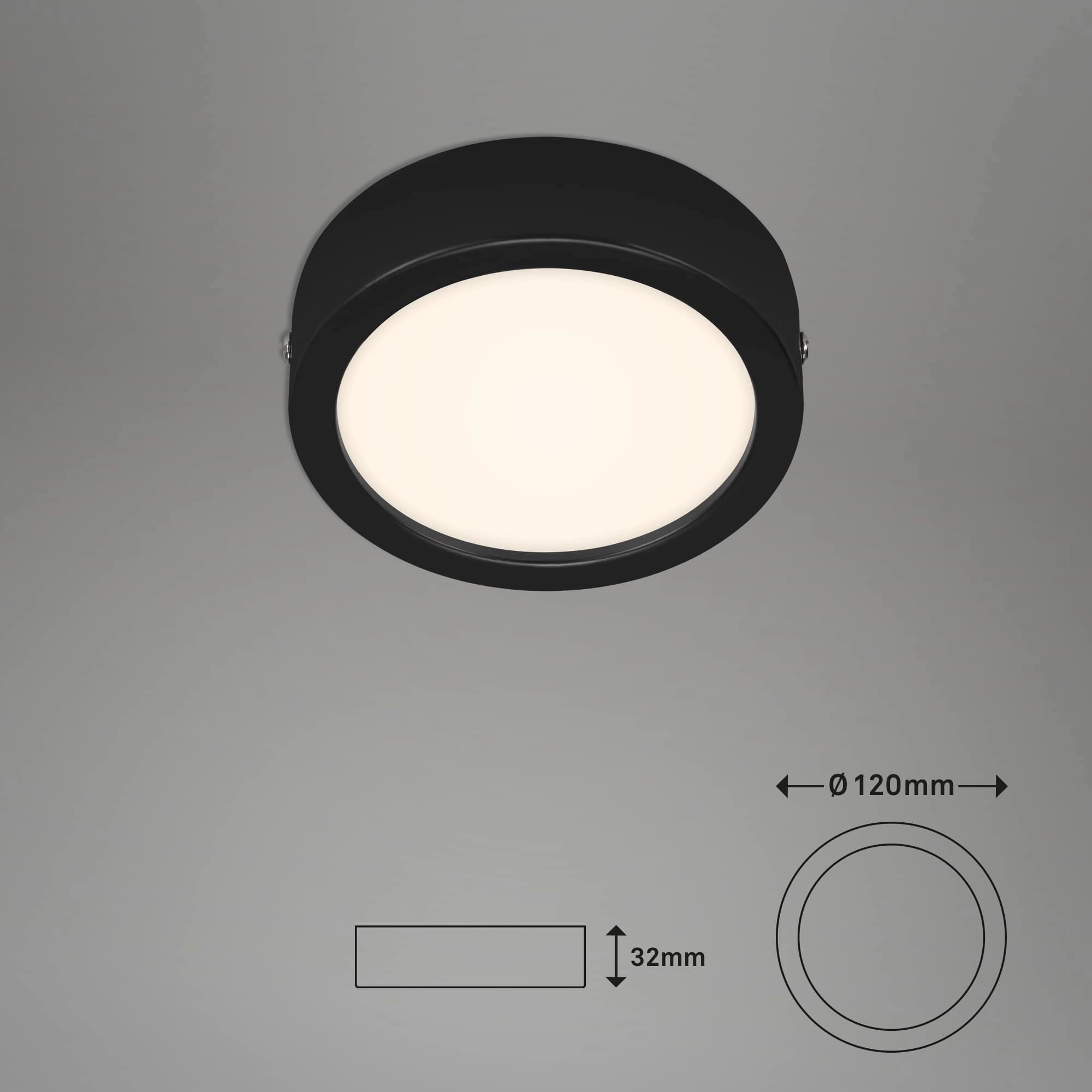 LED Deckenleuchte, Ø 12 cm, 7 W, Schwarz