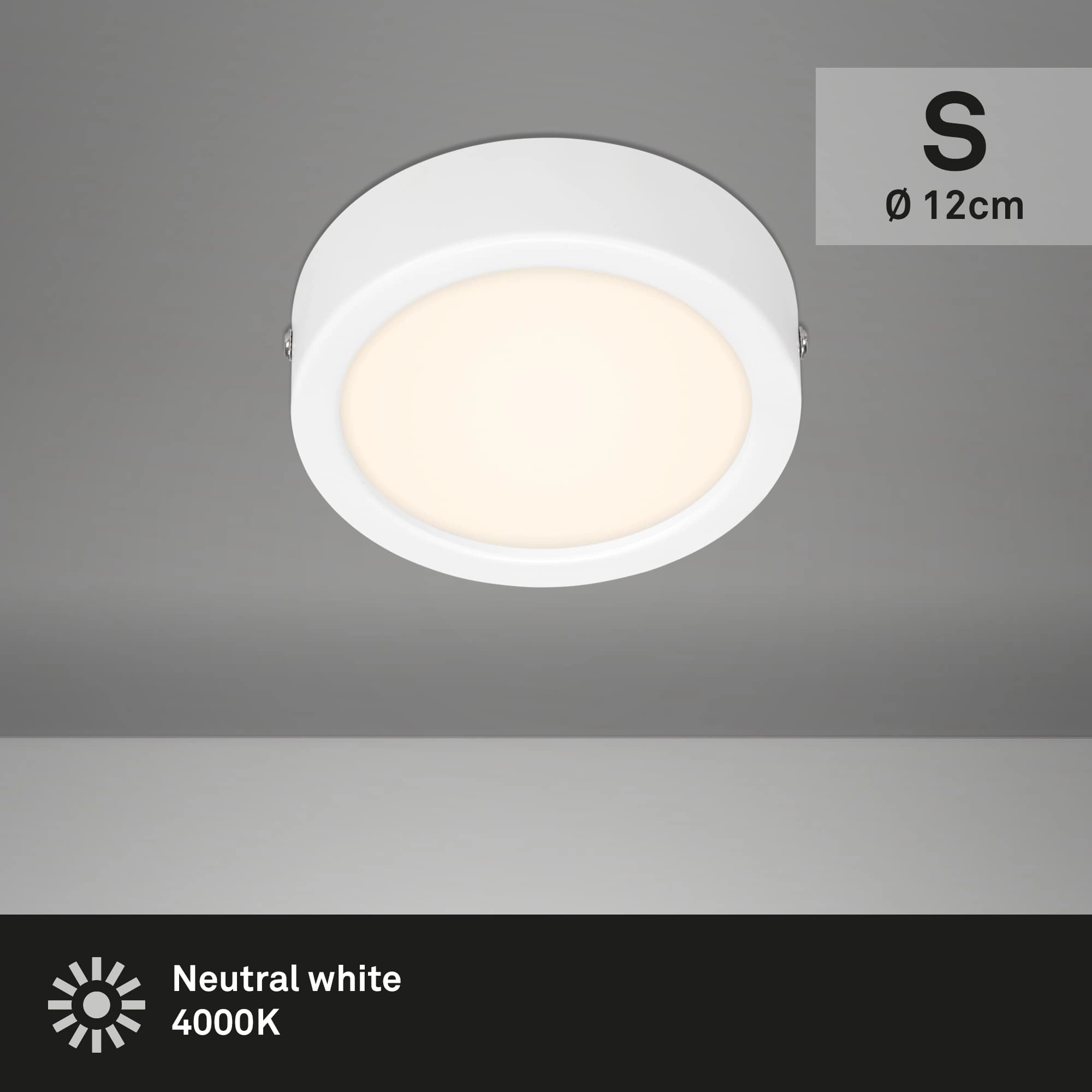 LED Deckenleuchte, Ø 12 cm, 7 W, Weiß