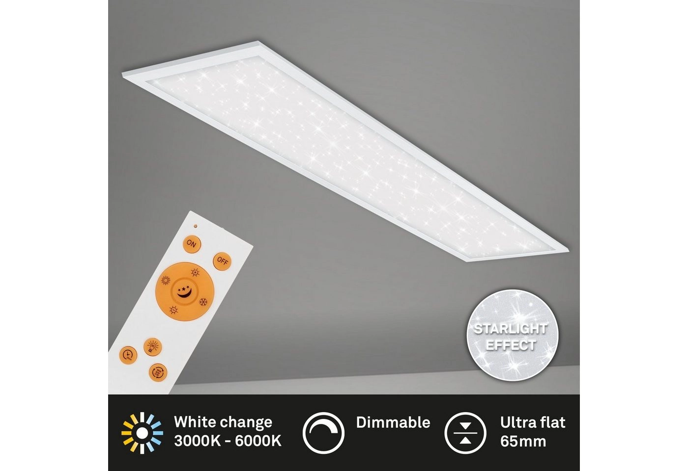 STERNENHIMMEL LED Panel, 119,5 cm, 3800 LUMEN, 36 WATT, Weiß