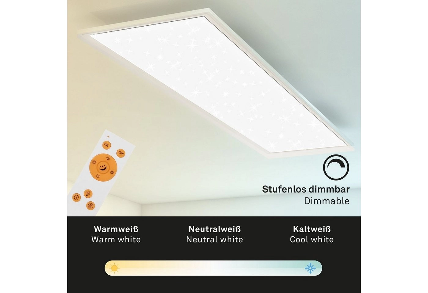 STERNENHIMMEL LED Panel, 119,5 cm, 3800 LUMEN, 36 WATT, Weiß