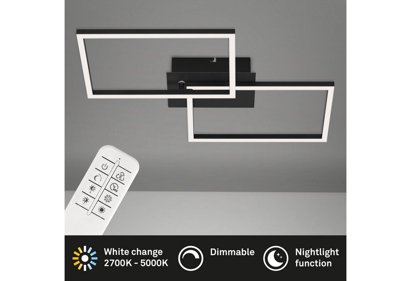 CCT LED Deckenleuchte, 50 cm, 3300 LM, 30 W, Schwarz