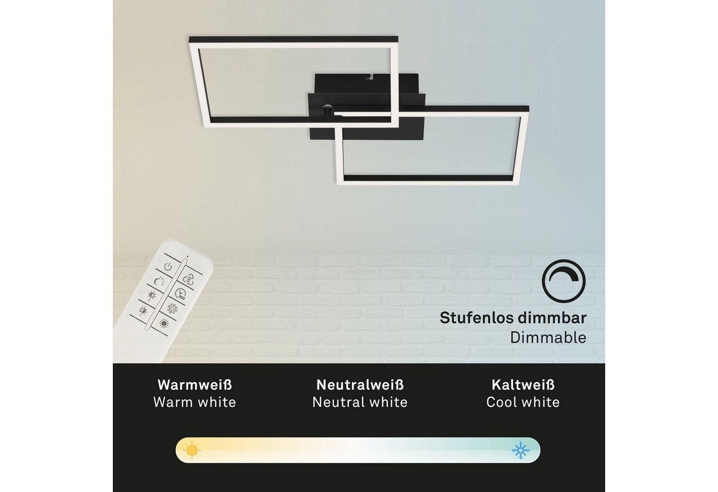 CCT LED Deckenleuchte, 50 cm, 3300 LM, 30 W, Schwarz