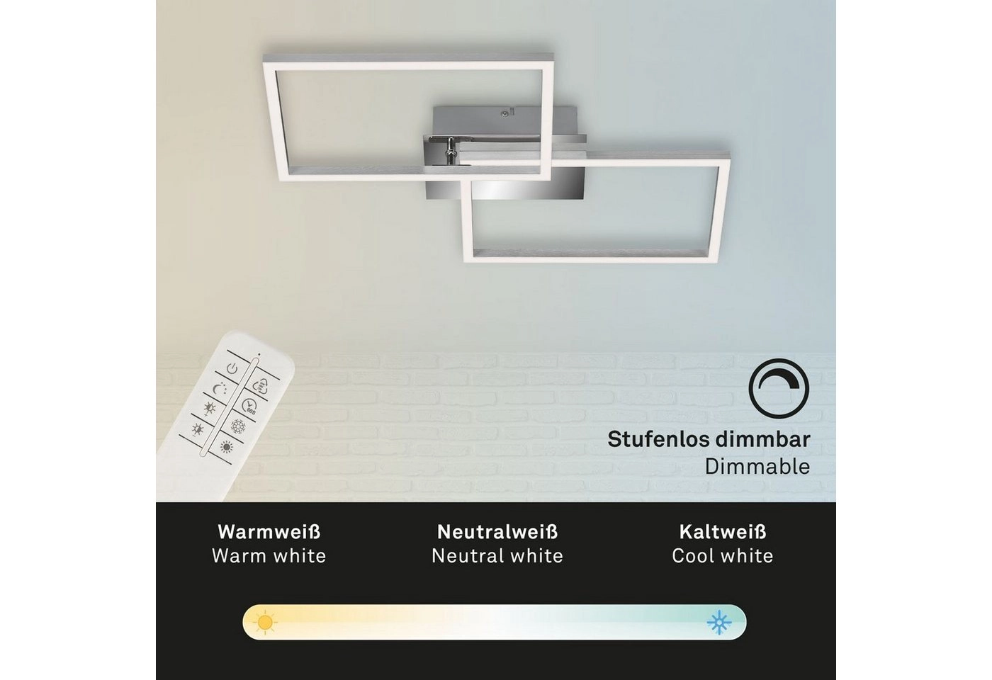 CCT LED Deckenleuchte, 50 cm, 3300 LM, 30 W, Alu-Chrom