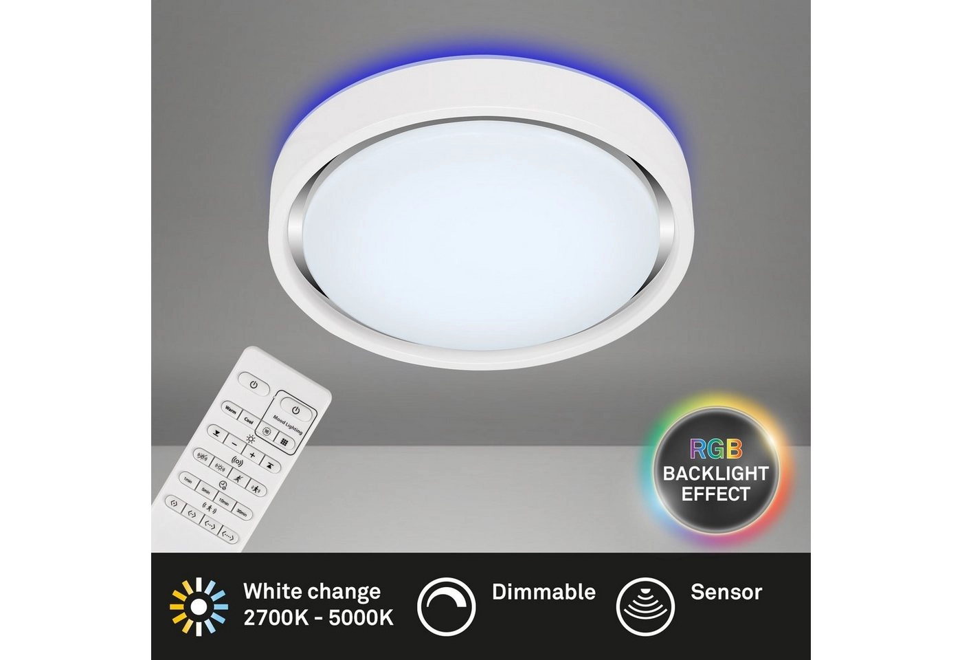 CCT LED Deckenleuchte, Ø 36 cm, 1600 LM, 24 W, Weiß
