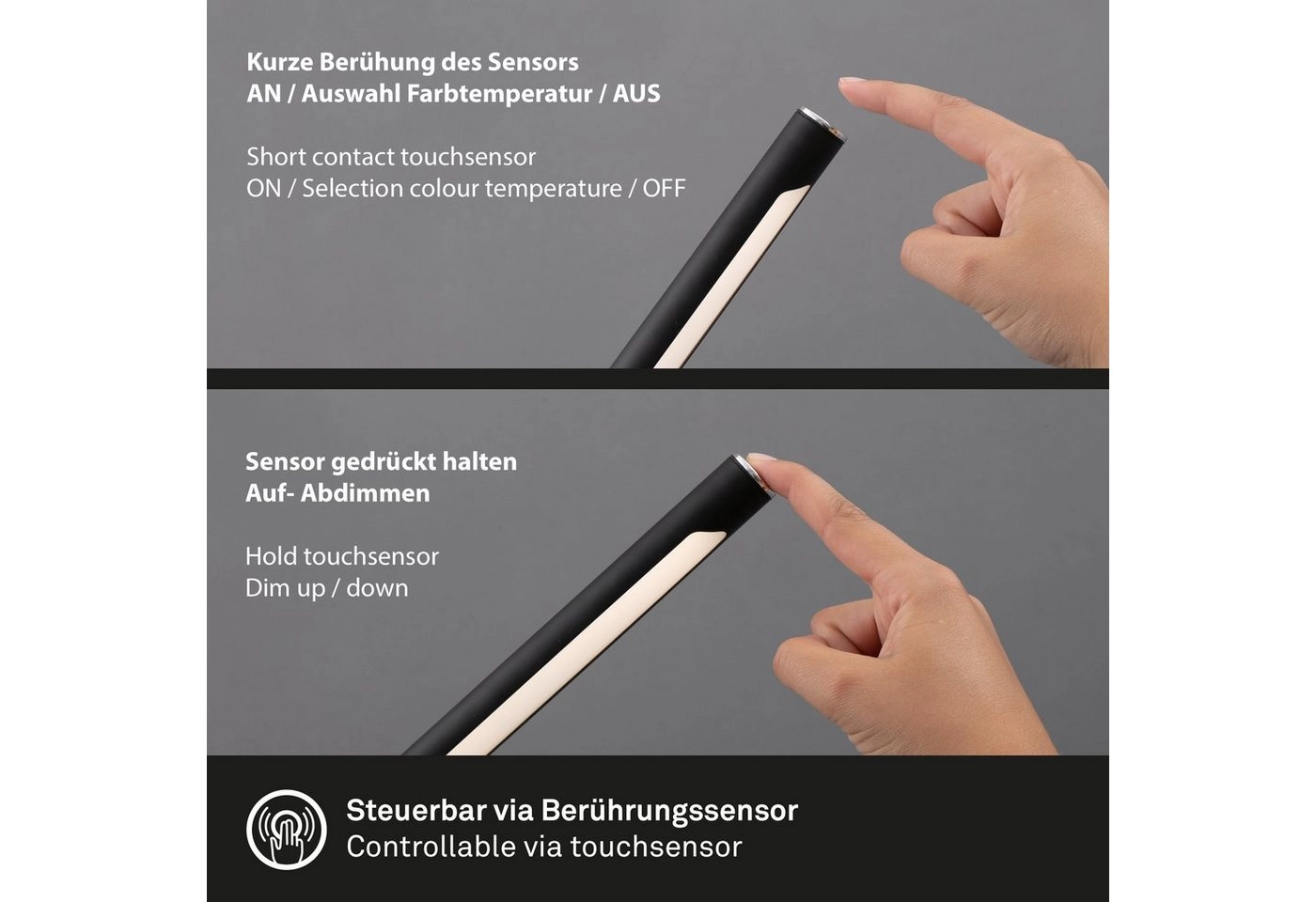 USB LED Wand- und Tischleuchte, 37 cm, 1,5 W, Schwarz