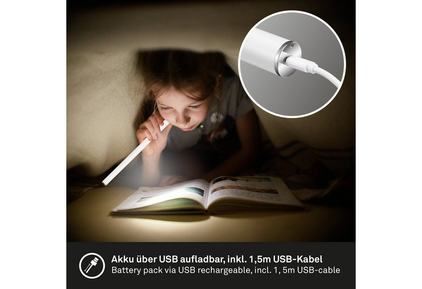 USB LED Wand- und Tischleuchte, 37 cm, 1,5 W, Weiß