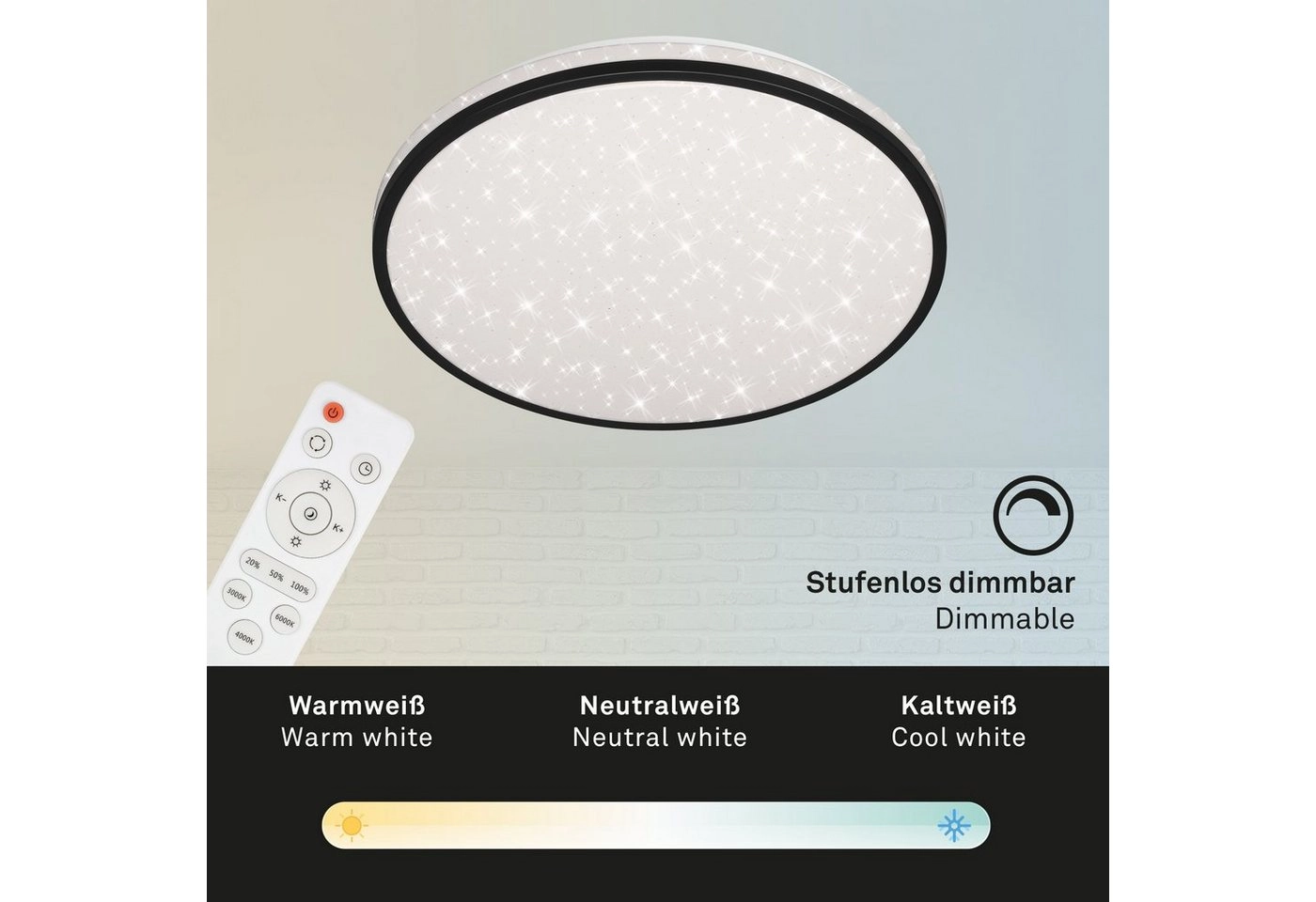 STERNENHIMMEL LED Deckenleuchte, Ø 38 cm, 24 W, Schwarz