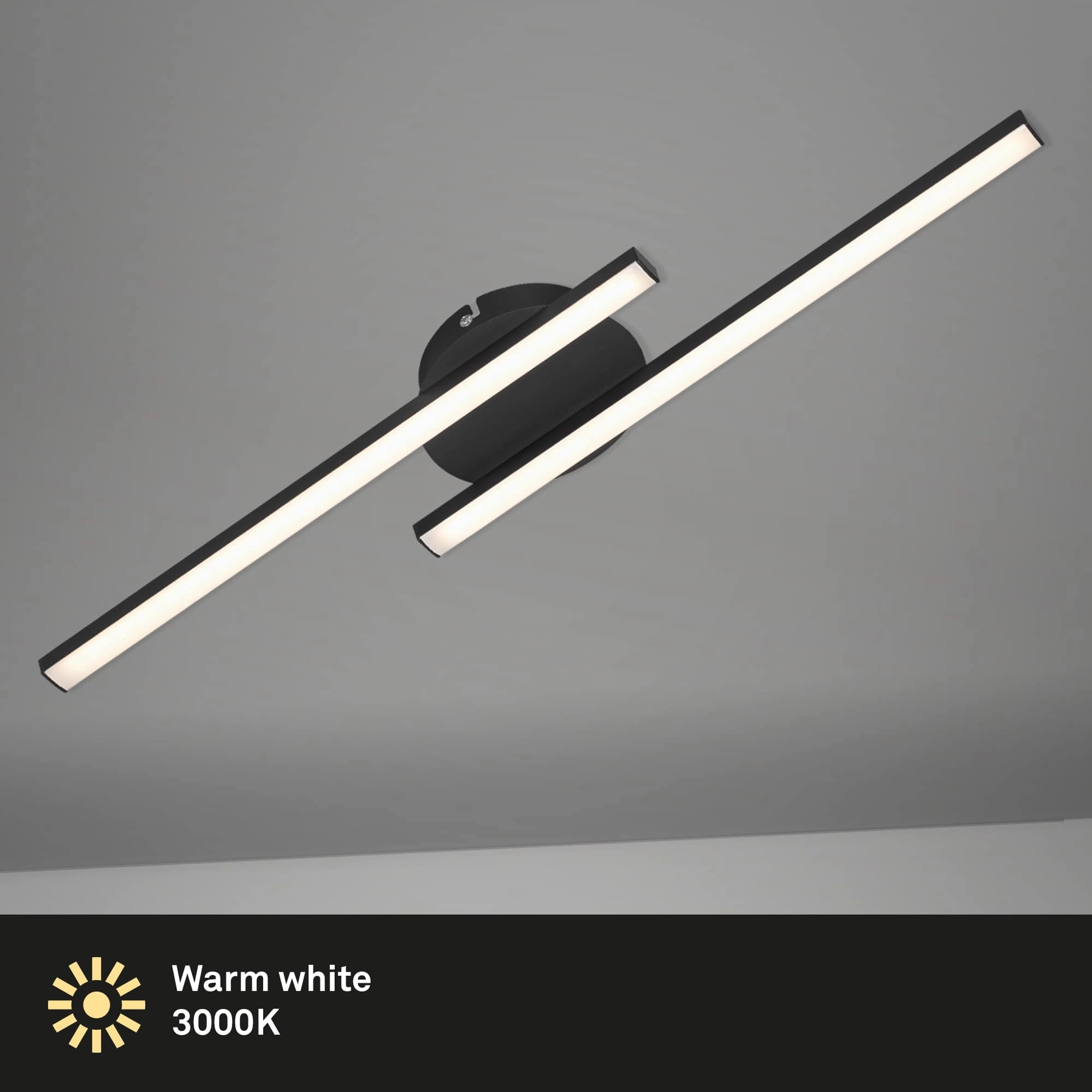 LED Wand- und Deckenleuchte, 55,5 cm, 12 W, Schwarz