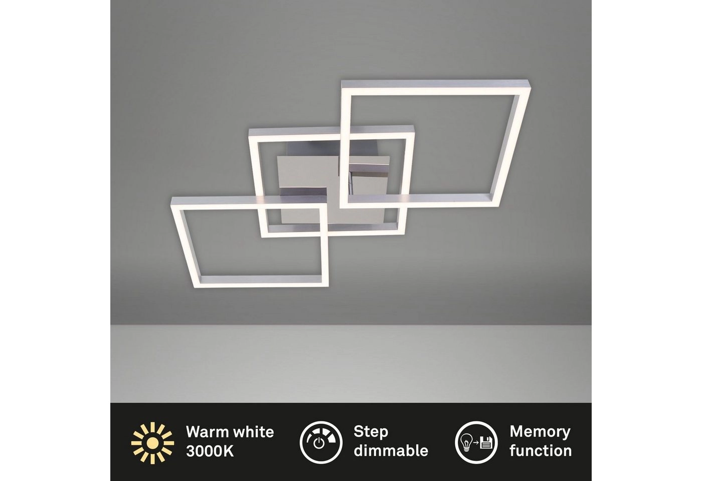 LED Deckenleuchte, 76,3 cm, 2600 LM, 36 W, Alu-Chrom