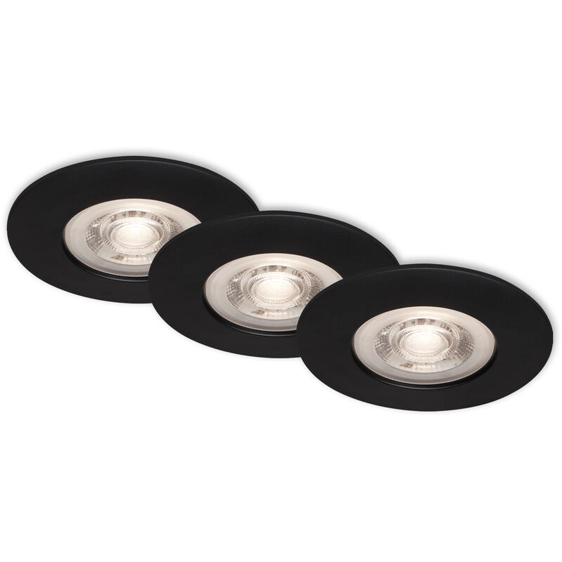 3er Set LED Einbauleuchte, Ø 9 cm, 5 W, Schwarz