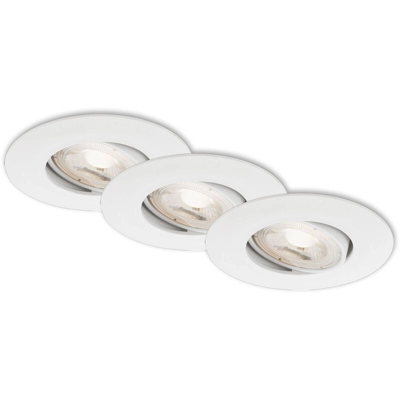 3er Set LED Einbauleuchte, Ø 9 cm, 5 W, Weiß