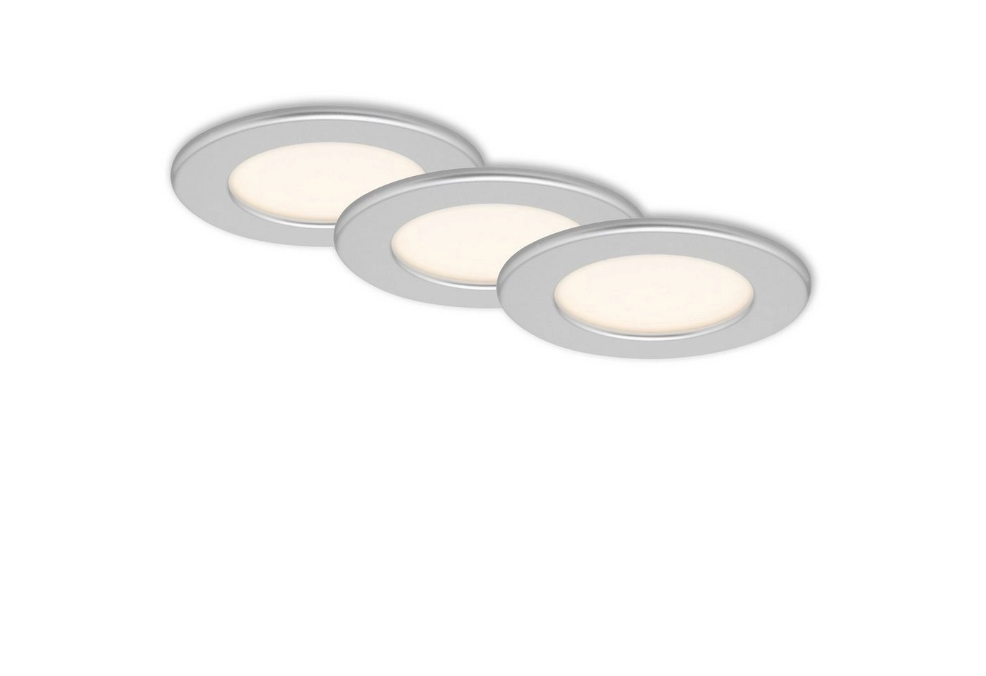 3er Set LED Einbauleuchte, Ø 11,5 cm, 6 W, Chrom-Matt