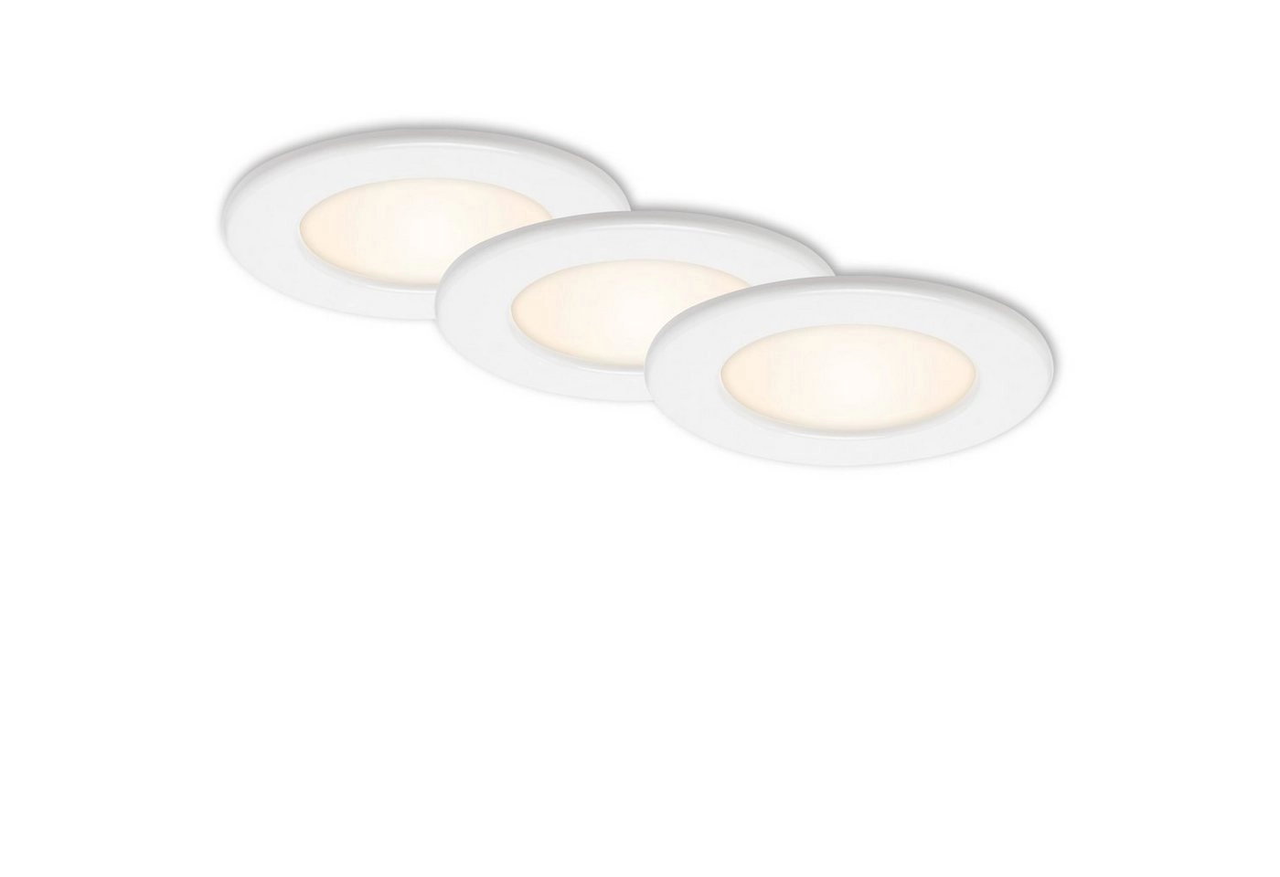 3er Set LED Einbauleuchte, Ø 11,5 cm, 6 W, Weiß