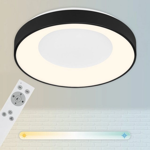 CCT LED Deckenleuchte, Ø 48,4 cm, 36 W, Schwarz