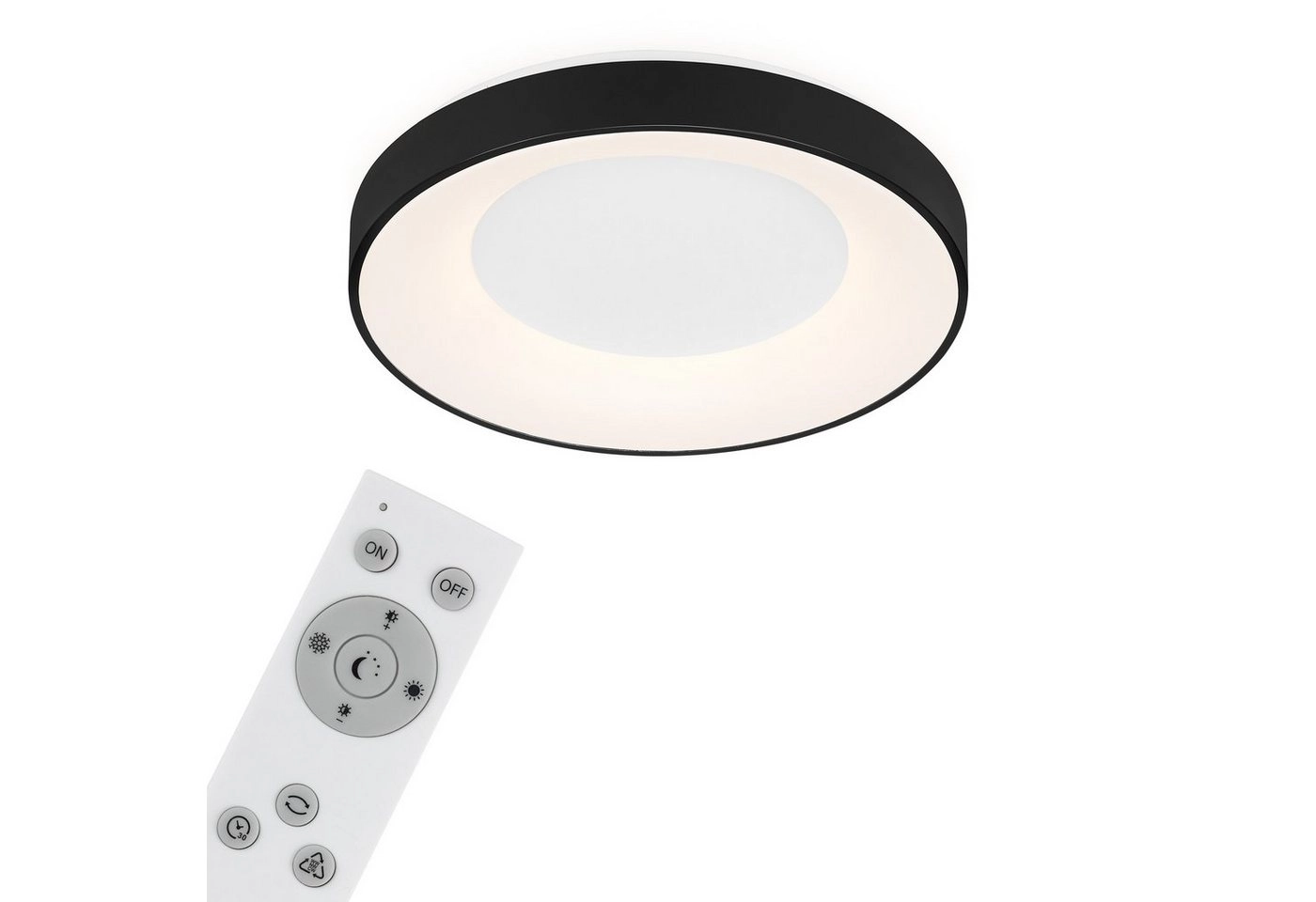 CCT LED Deckenleuchte, Ø 48,4 cm, 36 W, Schwarz