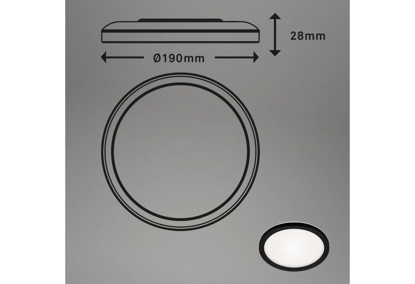 SLIM LED Panel, Ø 19 cm, 12 W, Schwarz